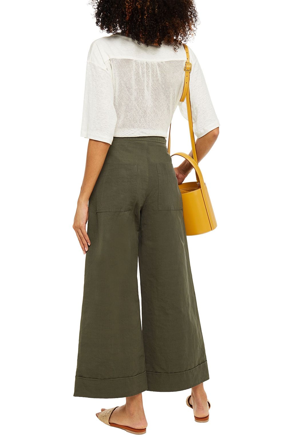 M MISSONI Cropped cotton and ramie-blend faille wide-leg pants