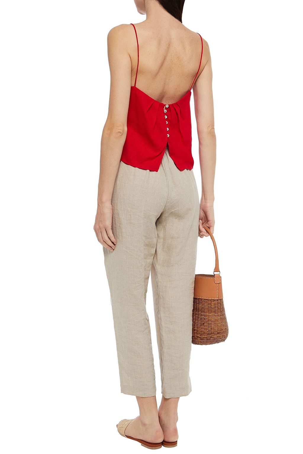 VIX PAULA HERMANNY Candice cropped linen-blend camisole