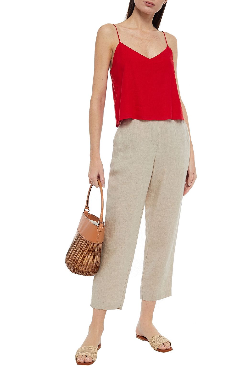 VIX PAULA HERMANNY Candice cropped linen-blend camisole