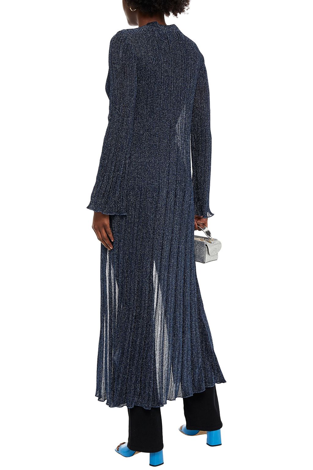 M MISSONI Pointelle-trimmed metallic crochet-knit cardigan