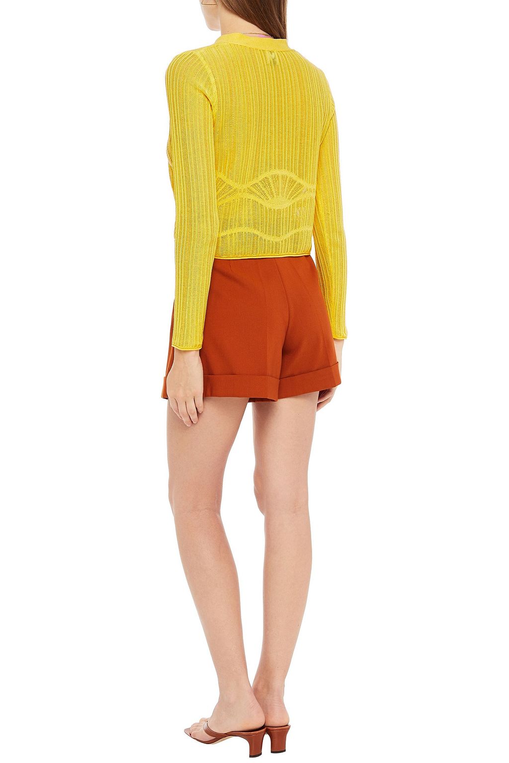 M MISSONI Cropped crochet-knit cotton-blend cardigan