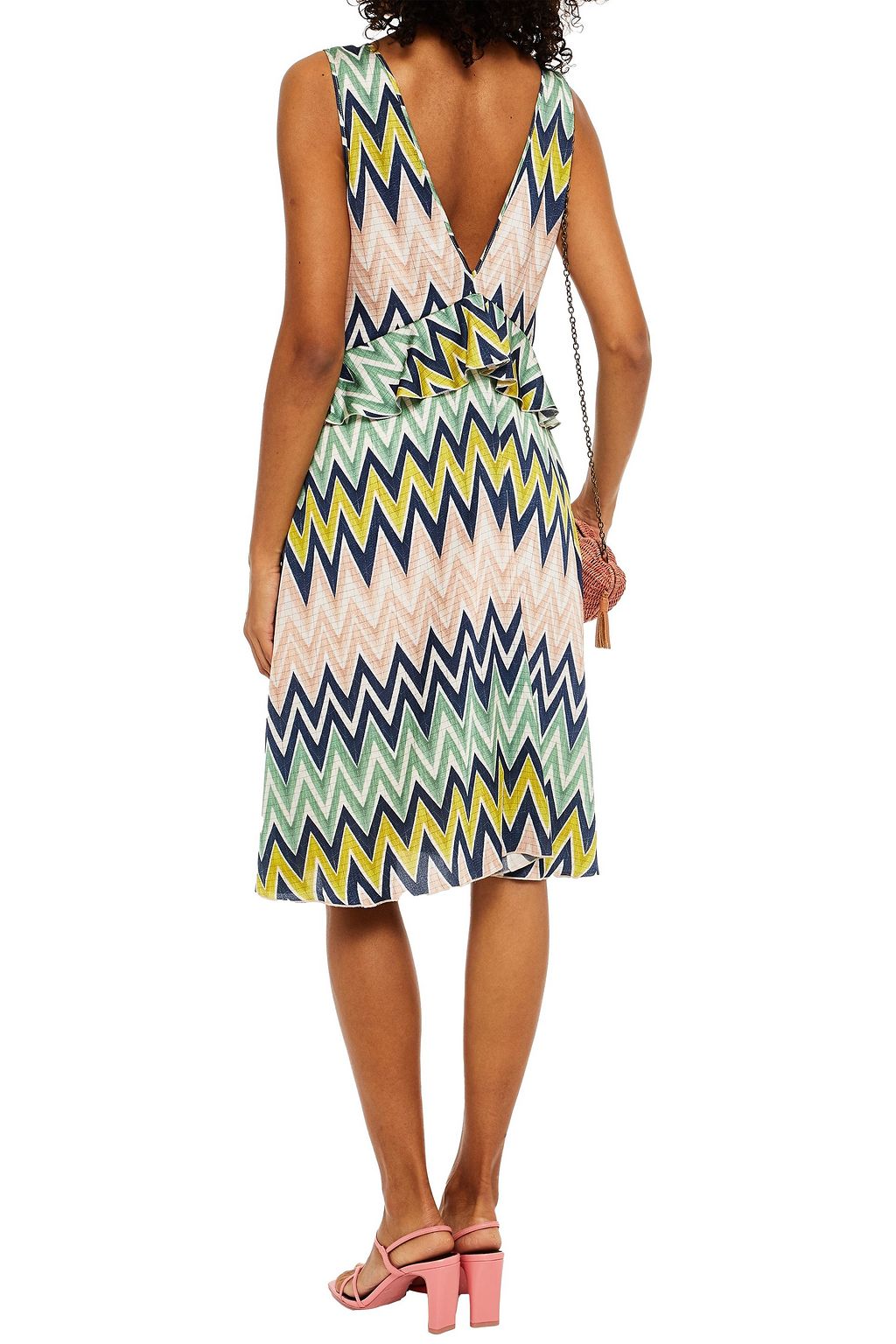 M MISSONI Ruffle-trimmed printed satin-crepe dress