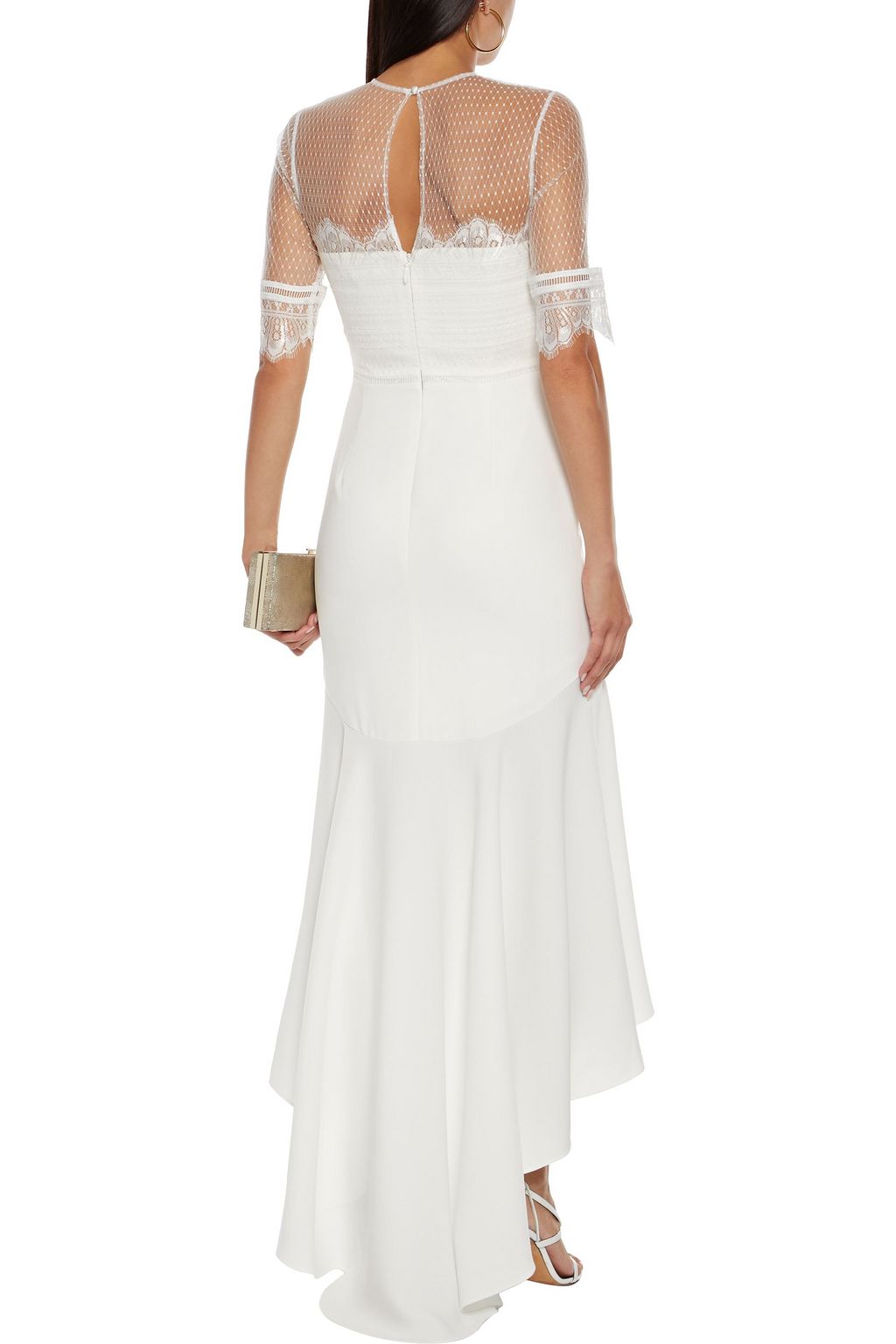 CATHERINE DEANE Jenna asymmetric lace and cady midi dress