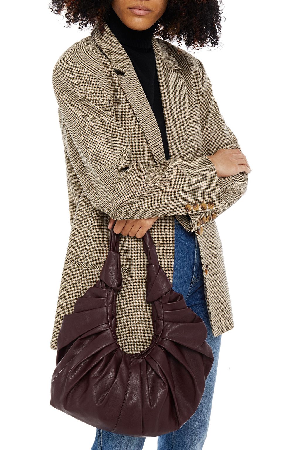 GIA STUDIOS Croissant pleated vegan leather tote