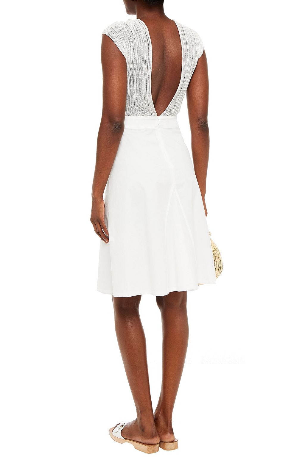 M MISSONI Paneled crochet-knit and stretch-cotton poplin dress