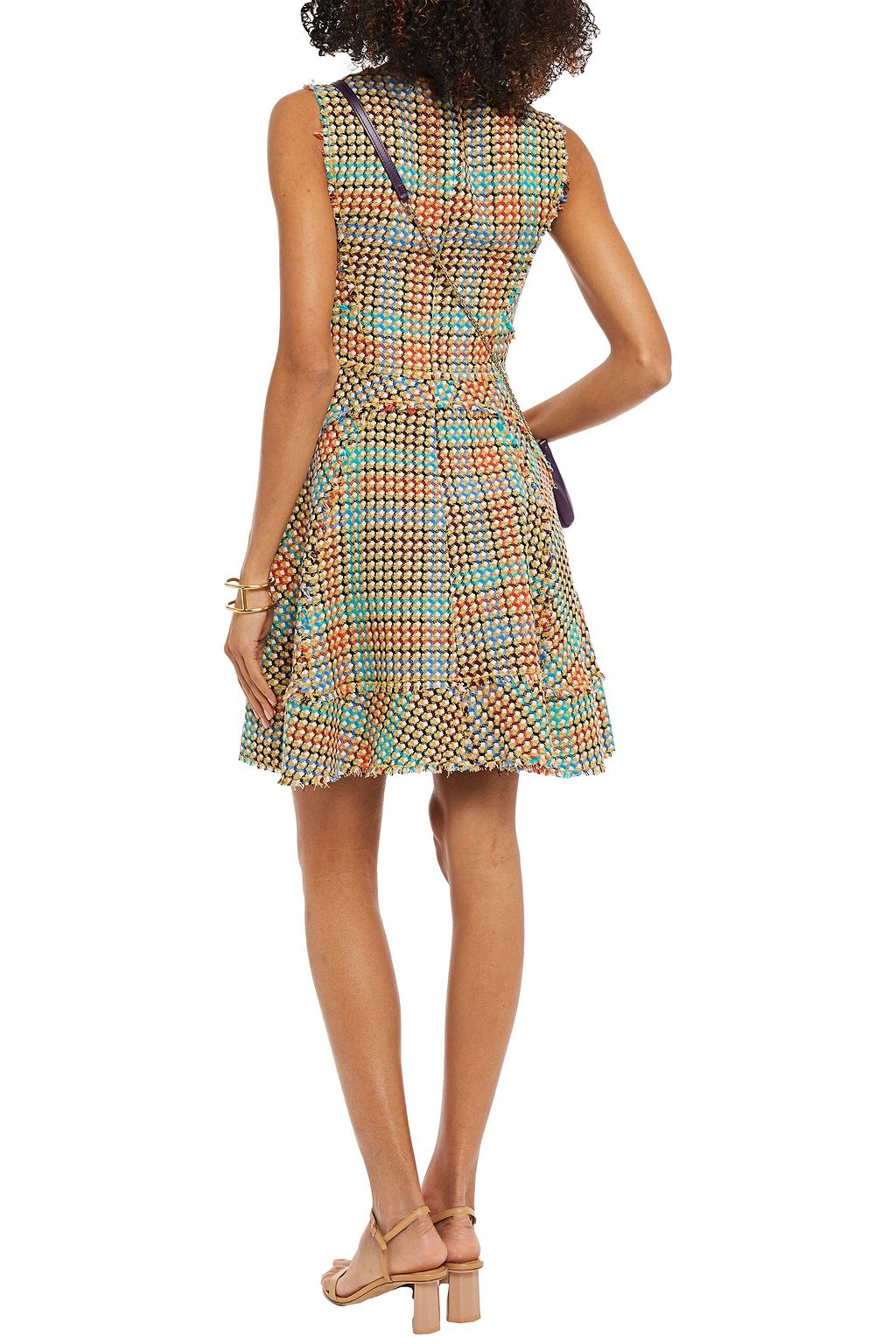 M MISSONI Frayed cotton-blend tweed mini dress