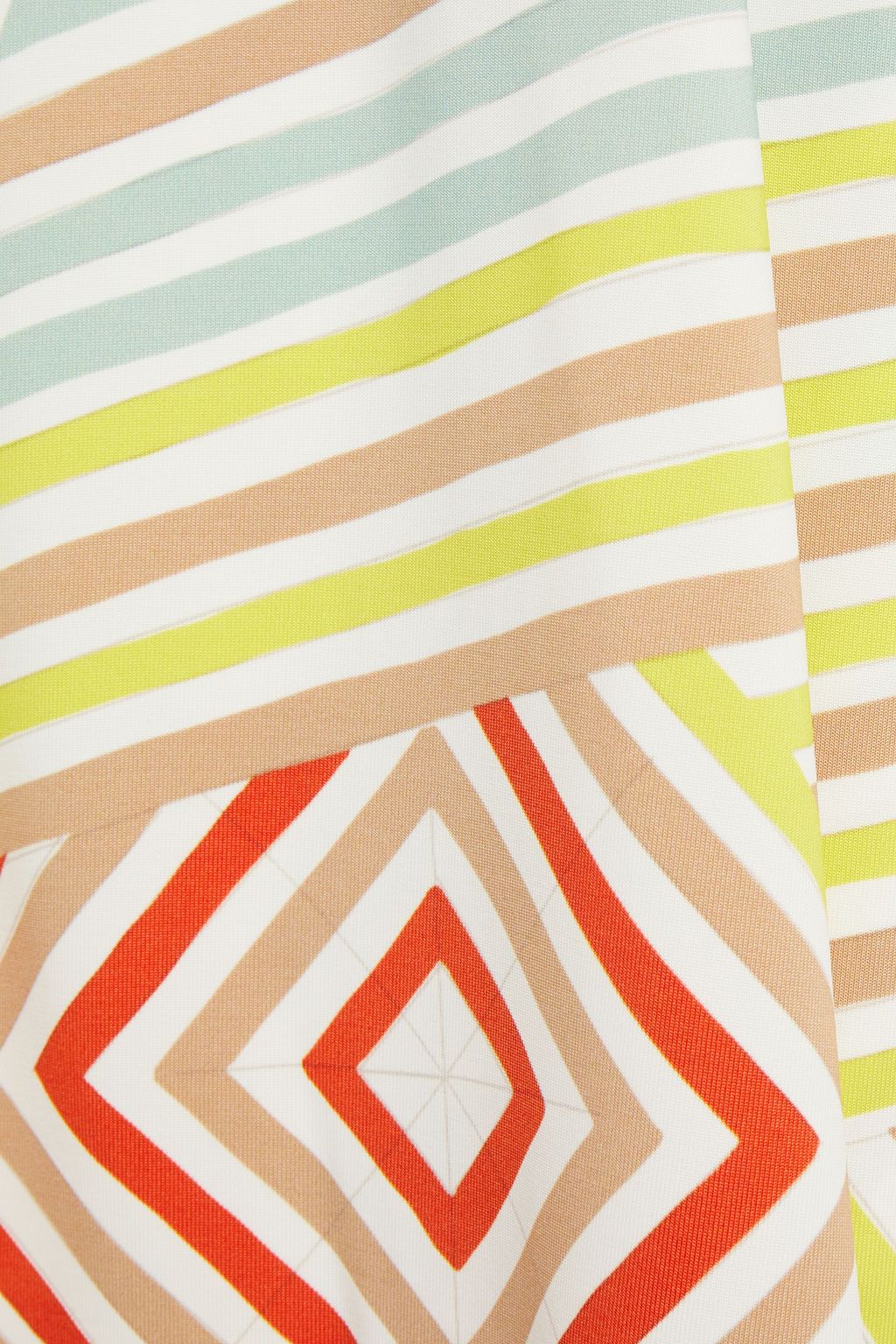 M MISSONI Metallic-trimmed striped jersey mini wrap dress