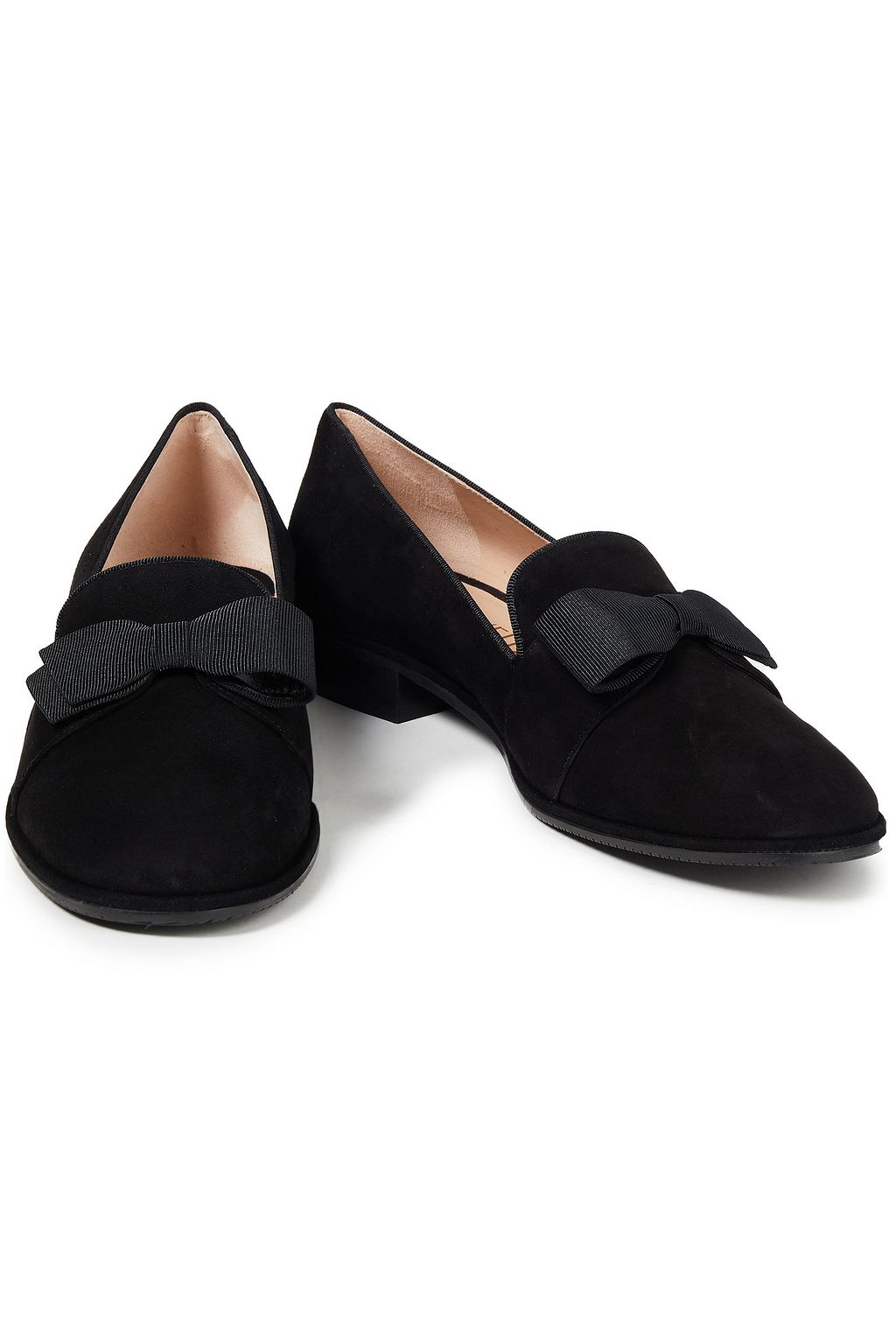 STUART WEITZMAN Keegan bow-embellished suede loafers