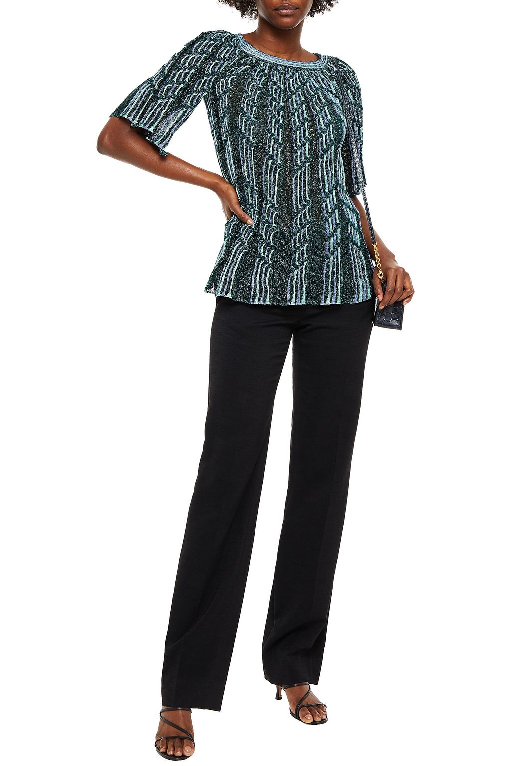 M MISSONI Metallic crochet-knit top