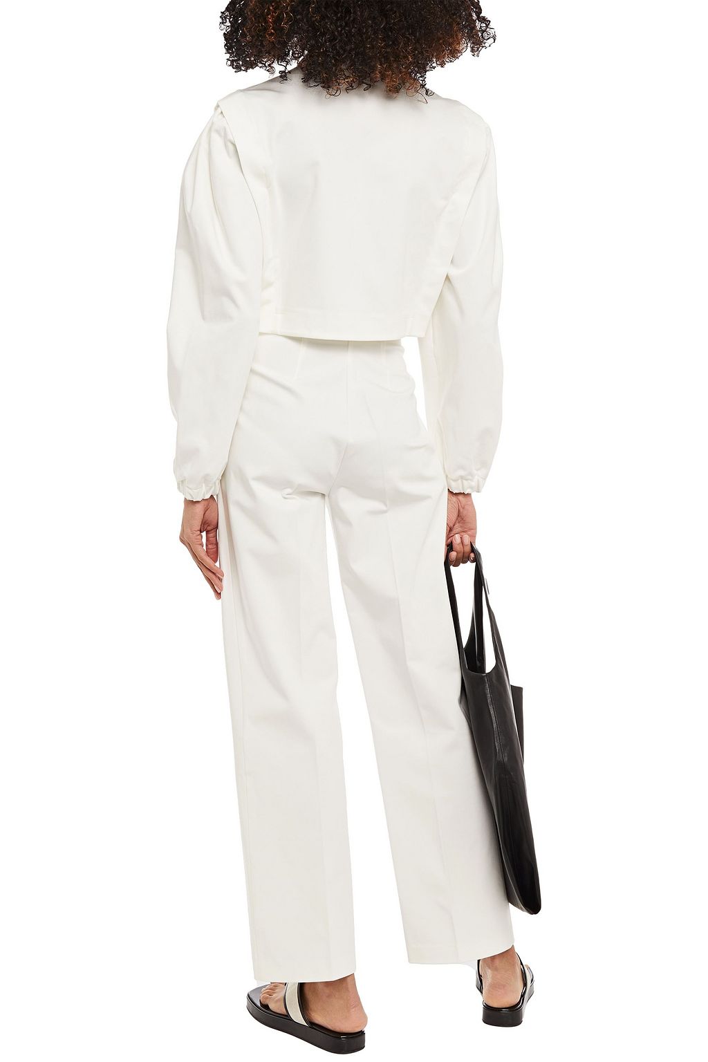 PIECE OF WHITE Selena pleated stretch-gabardine jacket