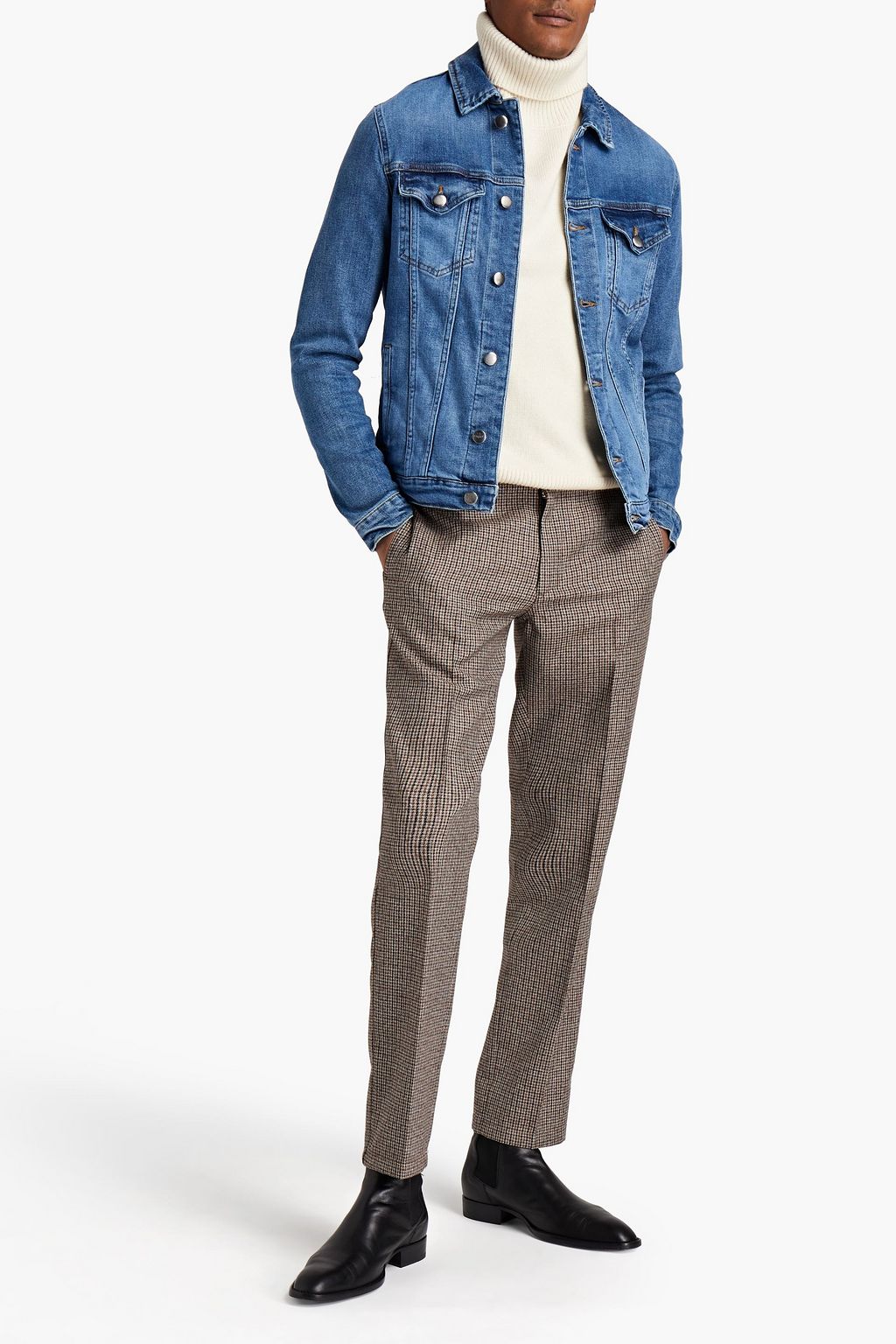 FRAME Slim-fit faded denim jacket