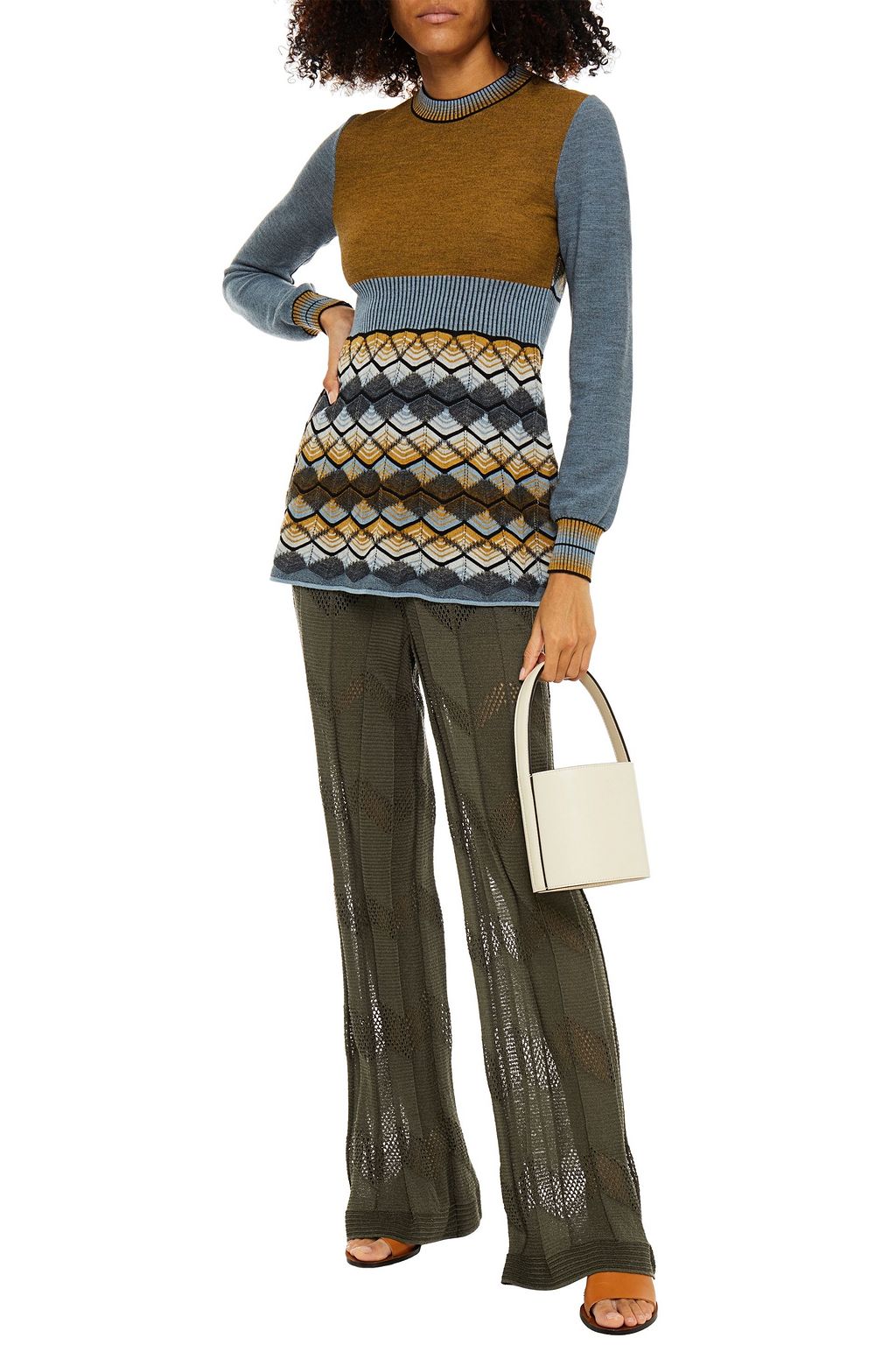 M MISSONI Pleated crochet-knit wide-leg pants