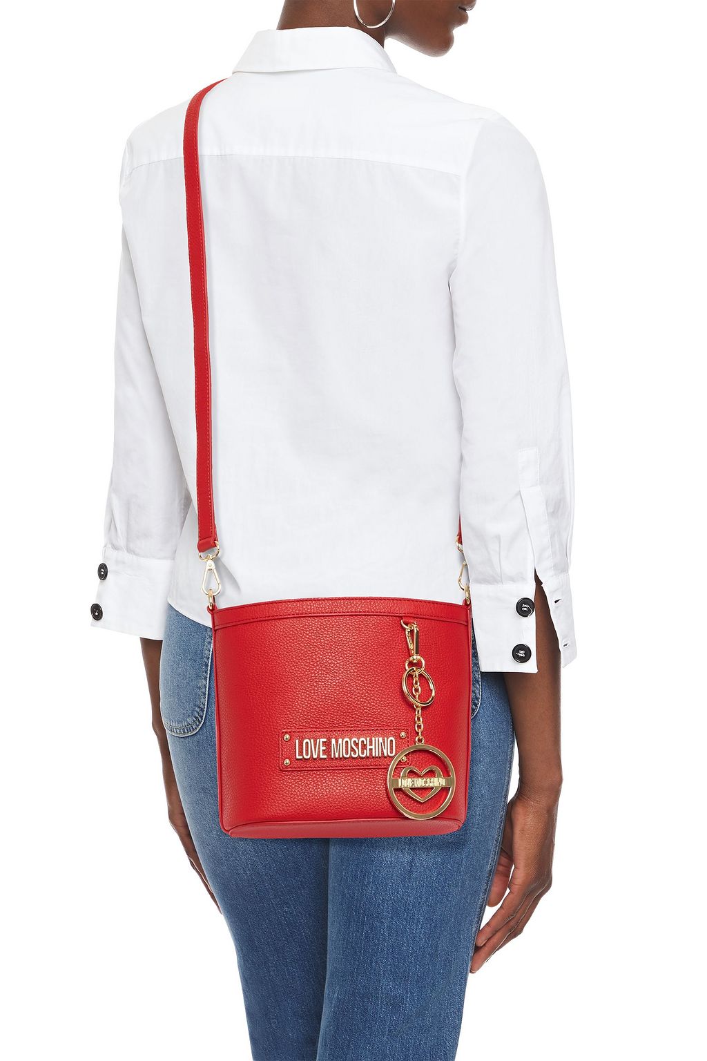 LOVE MOSCHINO Pebbled-leather bucket bag