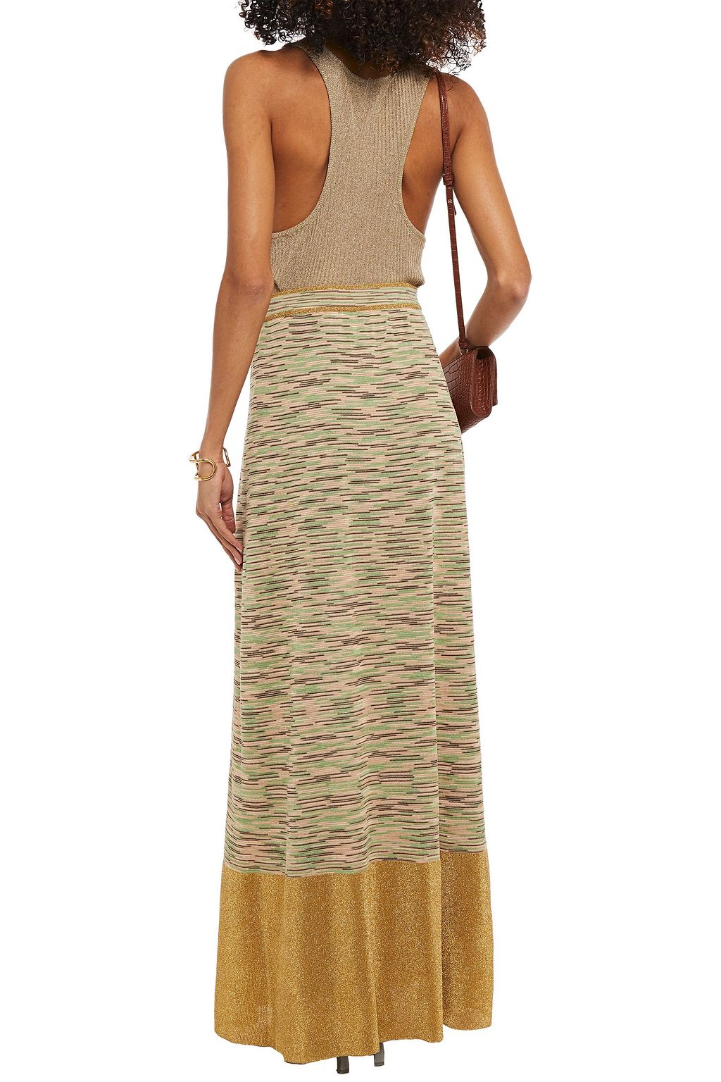 M MISSONI Metallic-paneled crochet-knit maxi skirt