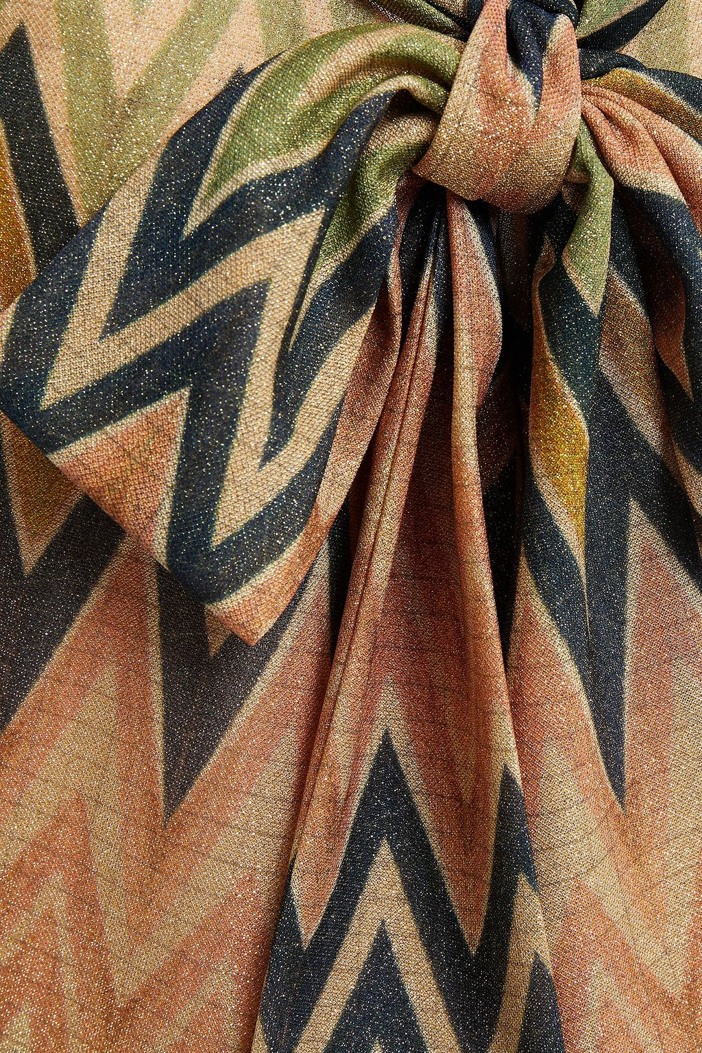 M MISSONI Knotted metallic printed jersey mini dress