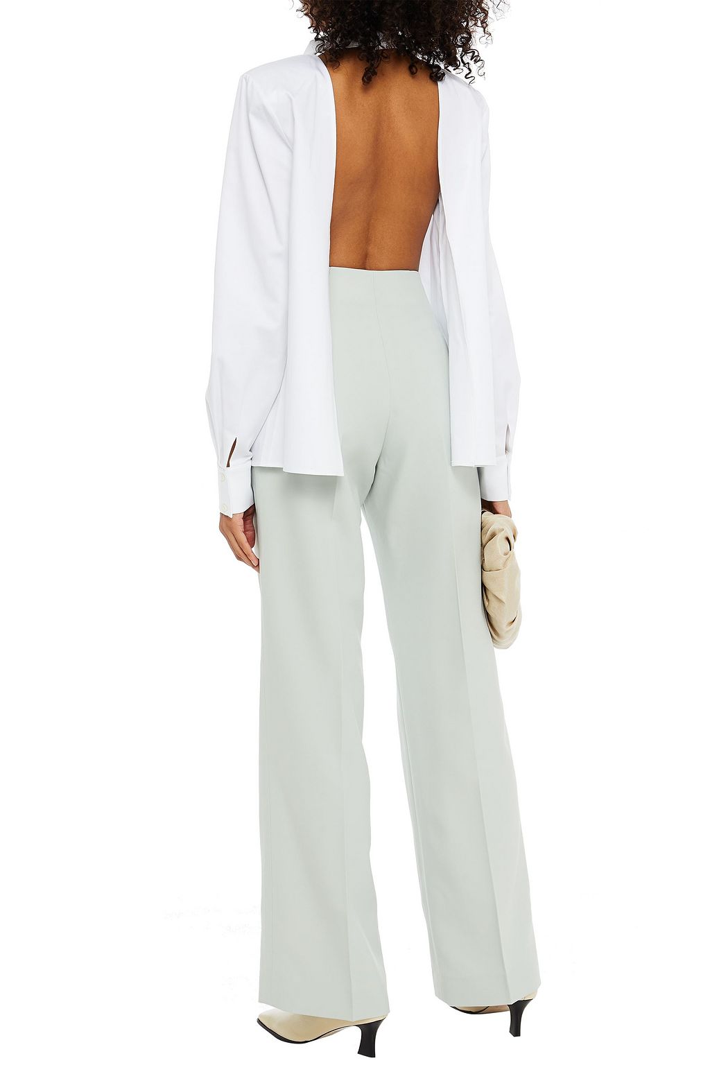 PIECE OF WHITE Diana open-back stretch-cotton poplin shirt