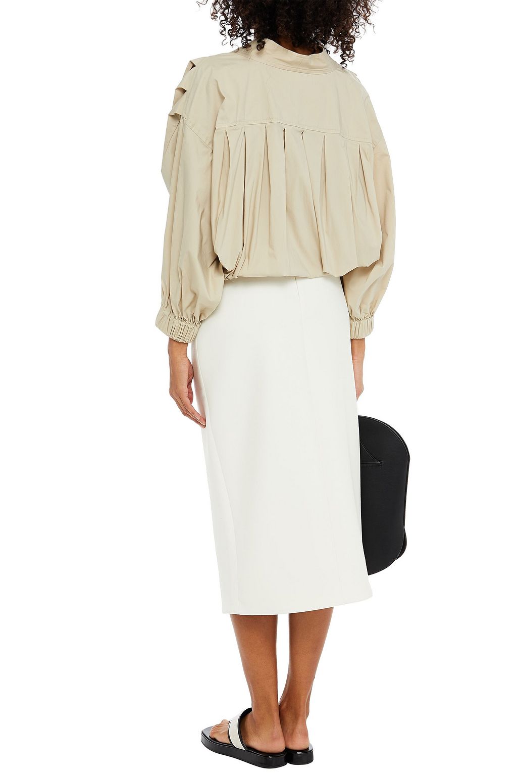 PIECE OF WHITE Sarah pleated cotton-blend poplin top