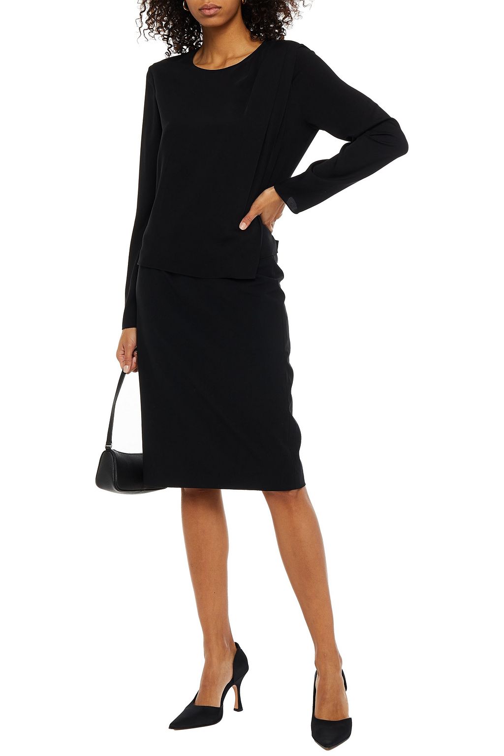THEORY Wrap-effect silk-blend top