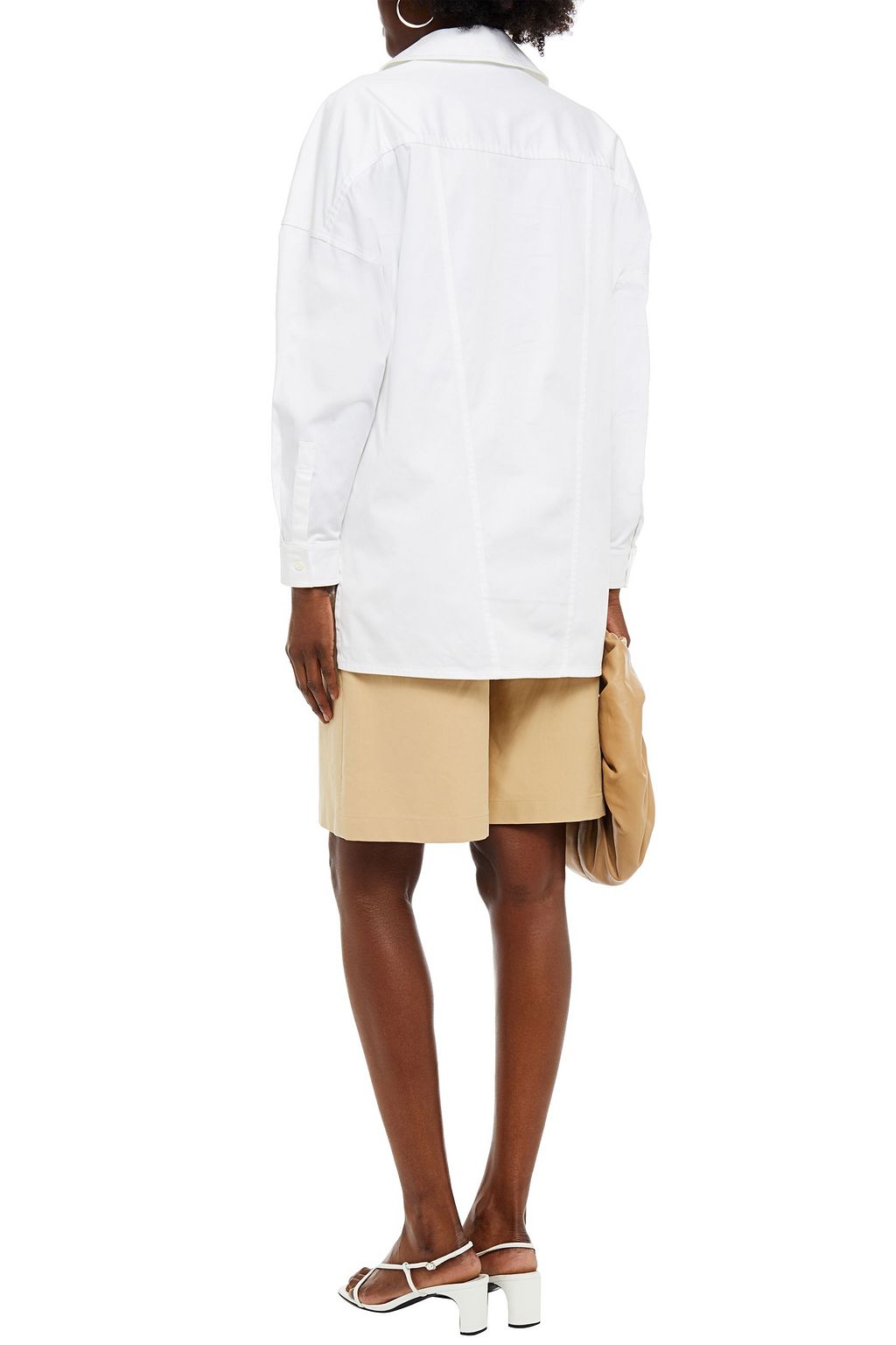 PIECE OF WHITE Raquel double-breasted stretch-cotton poplin shirt