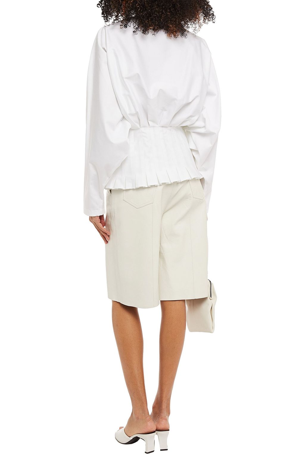PIECE OF WHITE Sandra pleated stretch-cotton poplin top