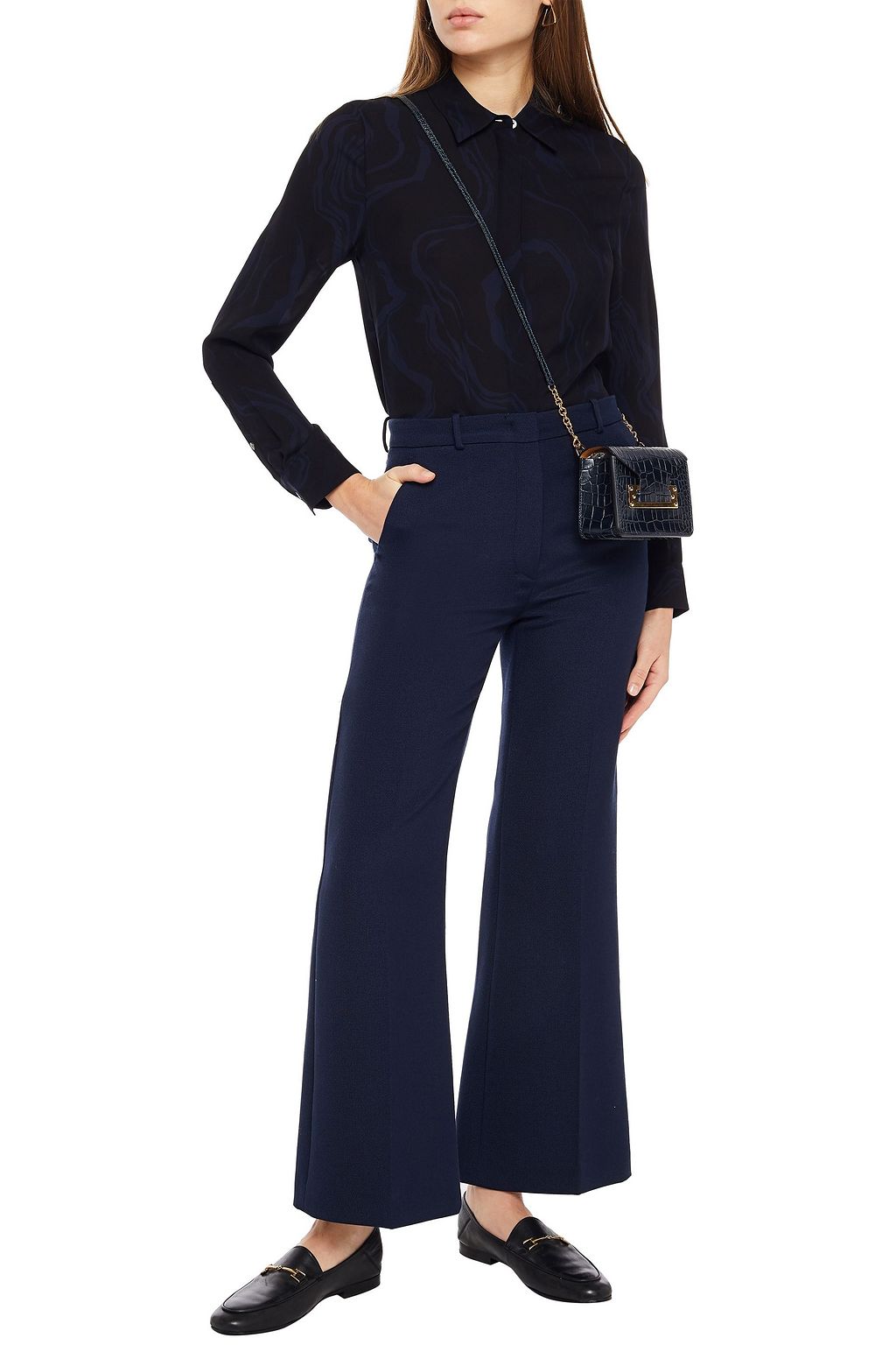 THEORY Printed silk crepe de chine blouse