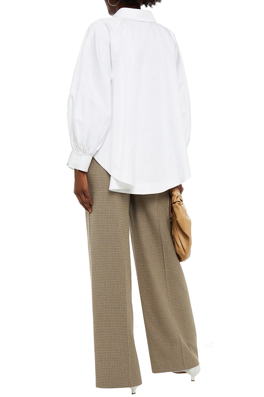 PIECE OF WHITE Evan gathered stretch-cotton poplin shirt