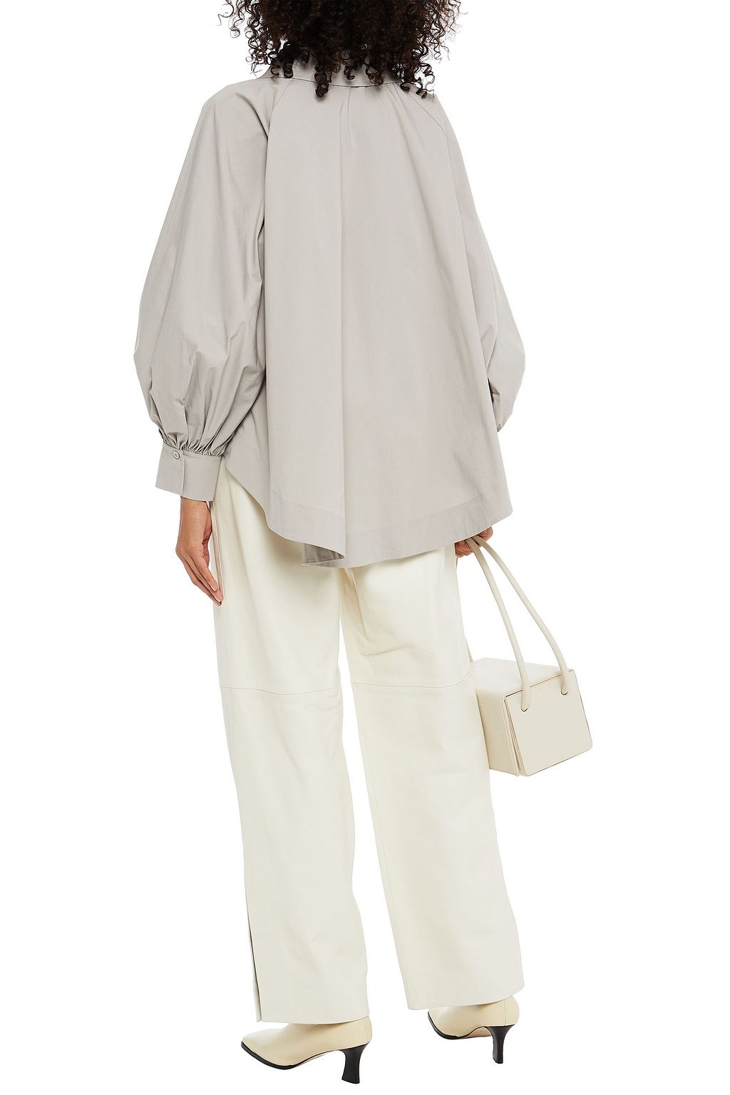 PIECE OF WHITE Evan gathered stretch-cotton poplin shirt
