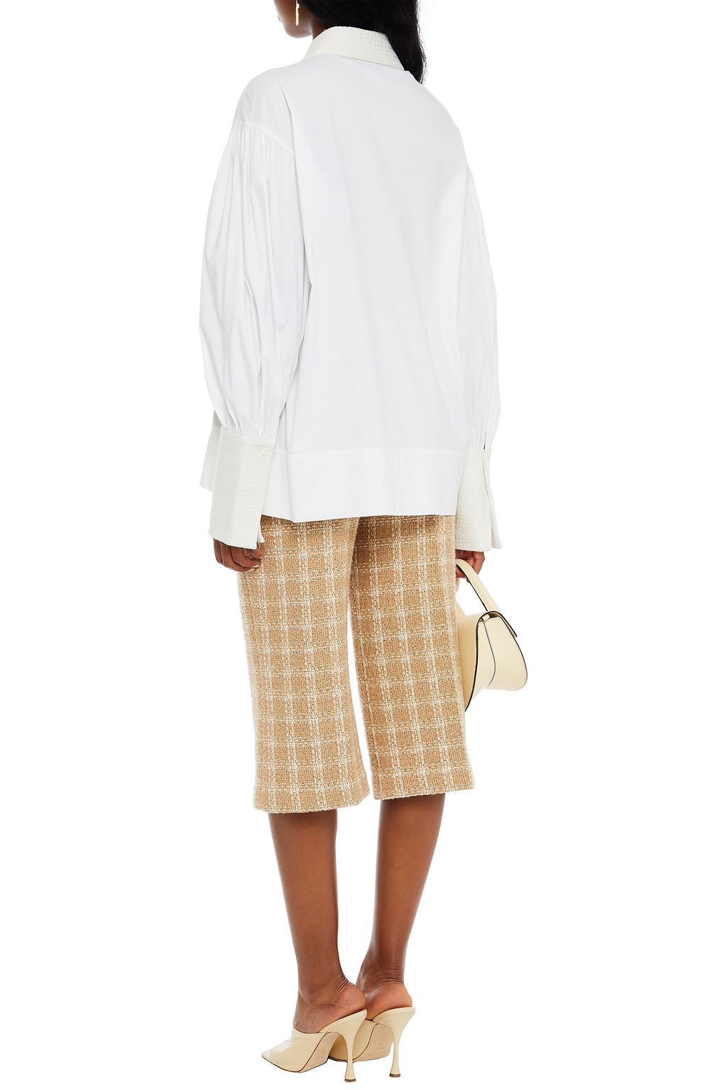 PIECE OF WHITE Joseph tweed-trimmed stretch-cotton poplin shirt