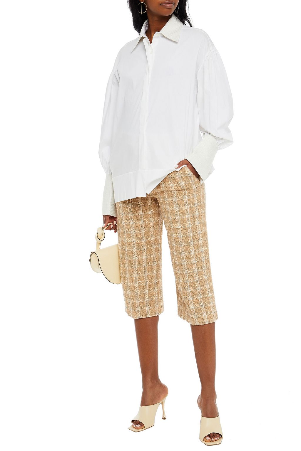 PIECE OF WHITE Joseph tweed-trimmed stretch-cotton poplin shirt