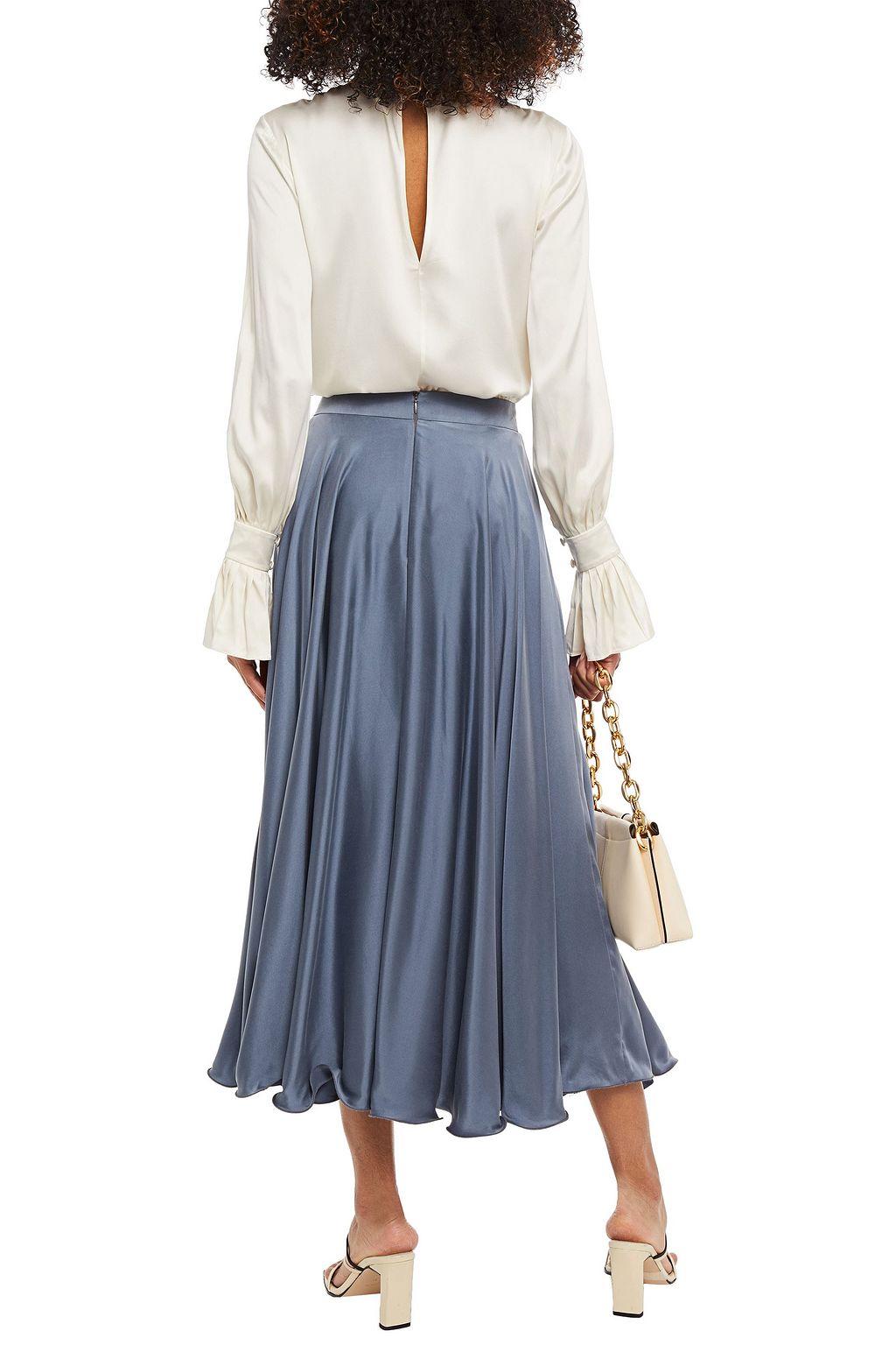 PIECE OF WHITE Gisele gathered silk-blend satin blouse