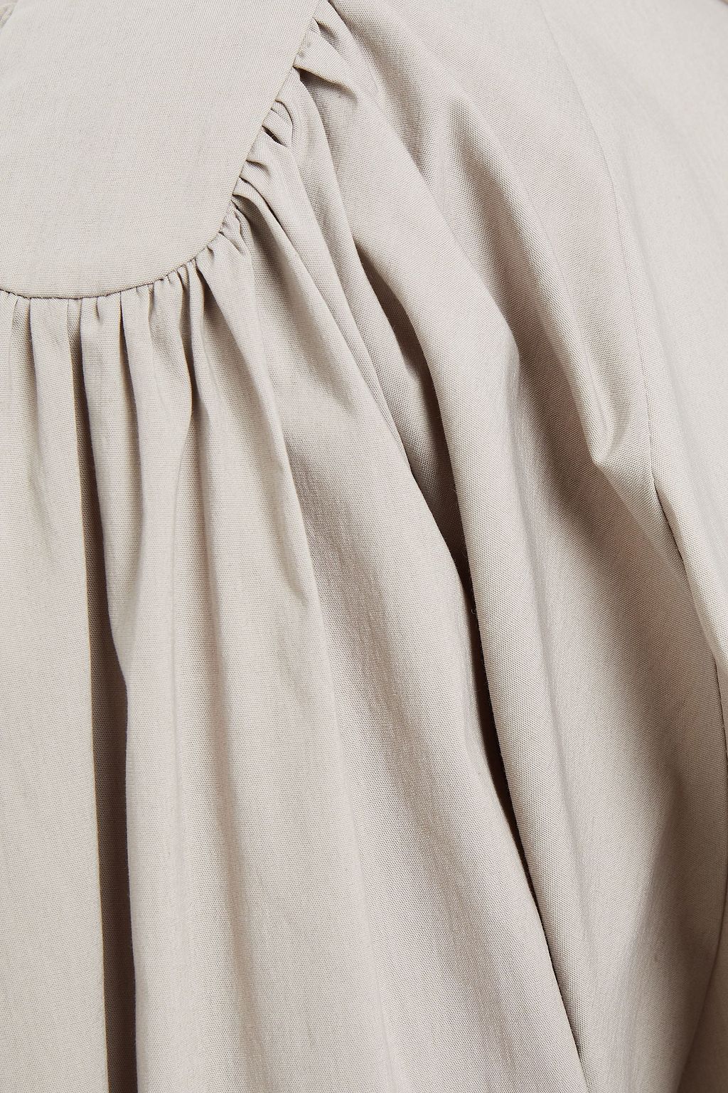 PIECE OF WHITE Miley pleated stretch-cotton poplin top
