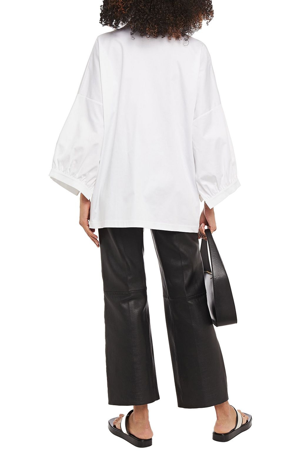 PIECE OF WHITE Josi gathered stretch-cotton poplin shirt