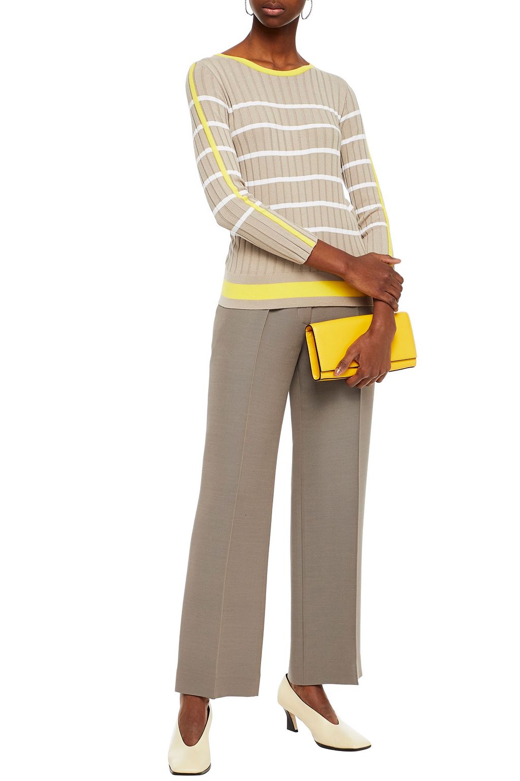 PIAZZA SEMPIONE Striped ribbed-knit sweater