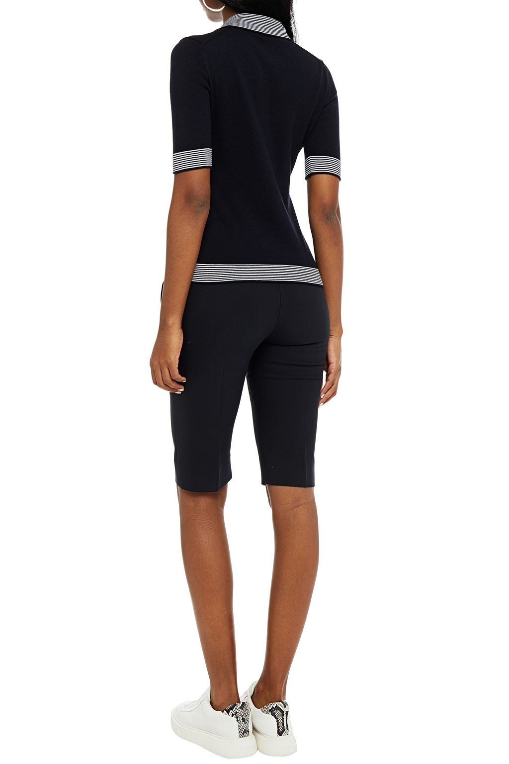 PIAZZA SEMPIONE Striped cotton and cashmere-blend polo shirt