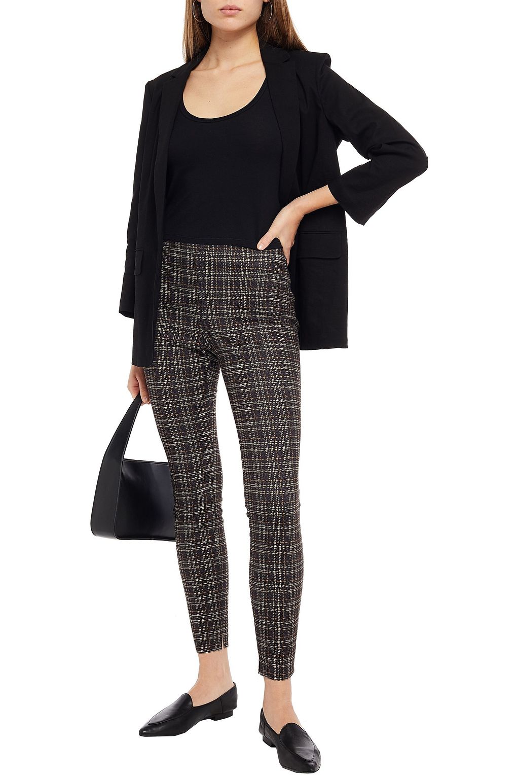 THEORY Checked jacquard leggings