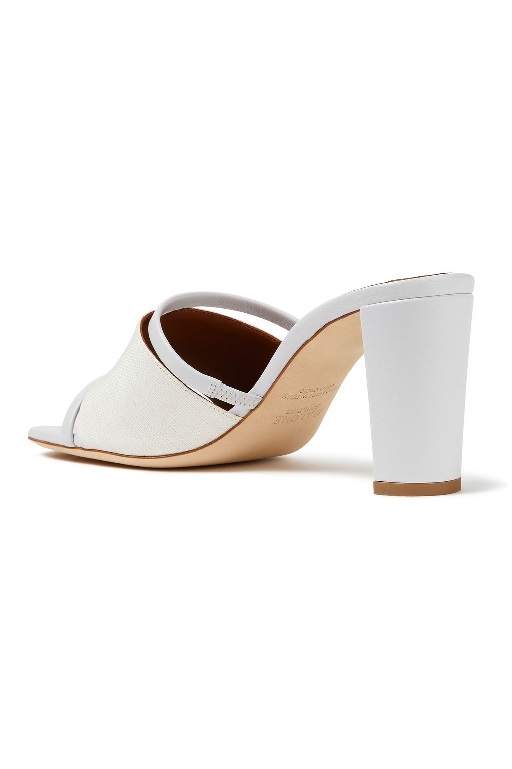 MALONE SOULIERS Demi 70 leather and raffia mules