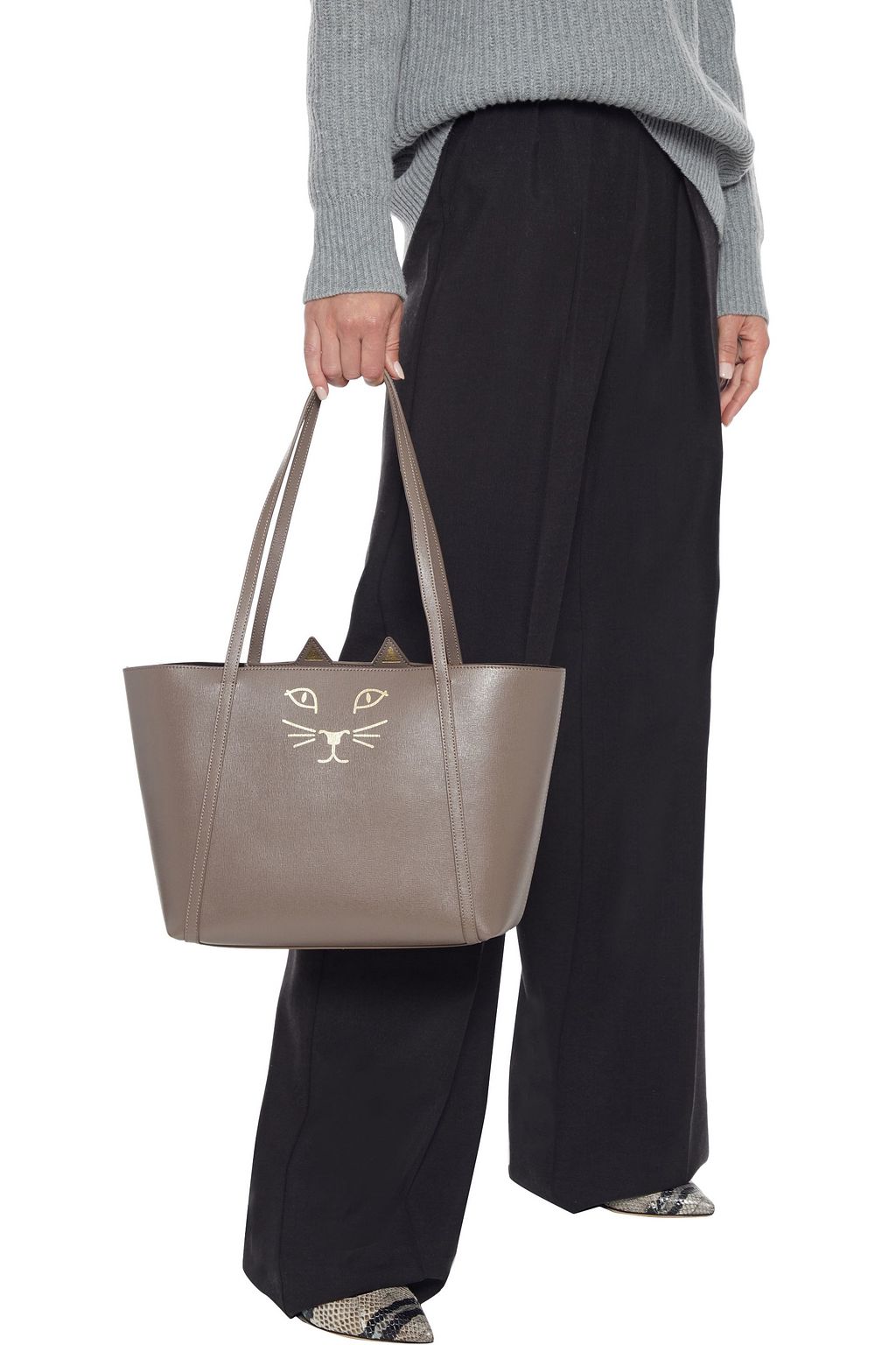 CHARLOTTE OLYMPIA Feline metallic printed textured-leather tote