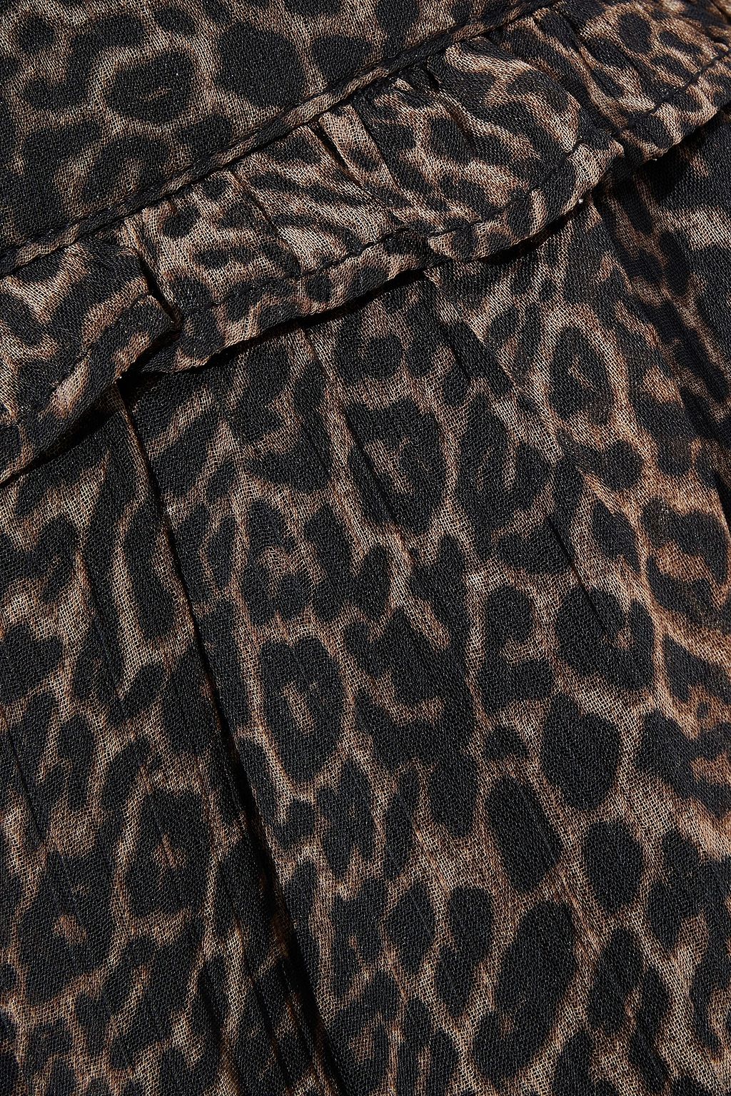 WALTER BAKER Gemma gathered leopard-print crepon midi skirt