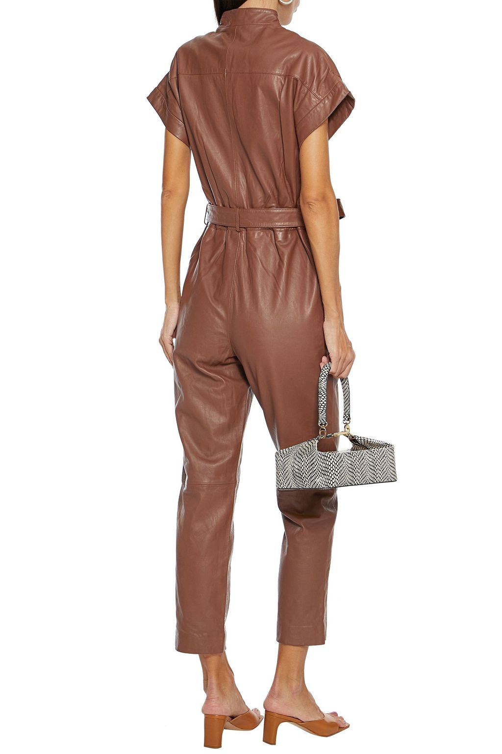 WALTER BAKER Chelsea cropped belted leather jumpsuit