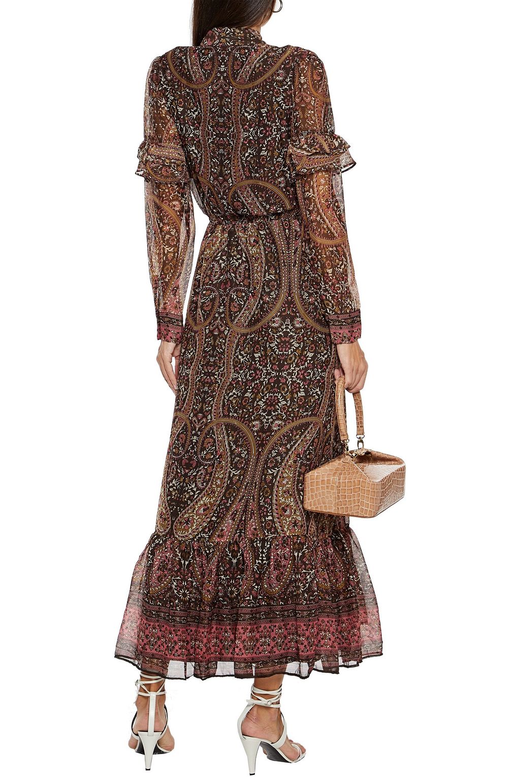WALTER BAKER Amelia tie-neck printed crepon maxi dress