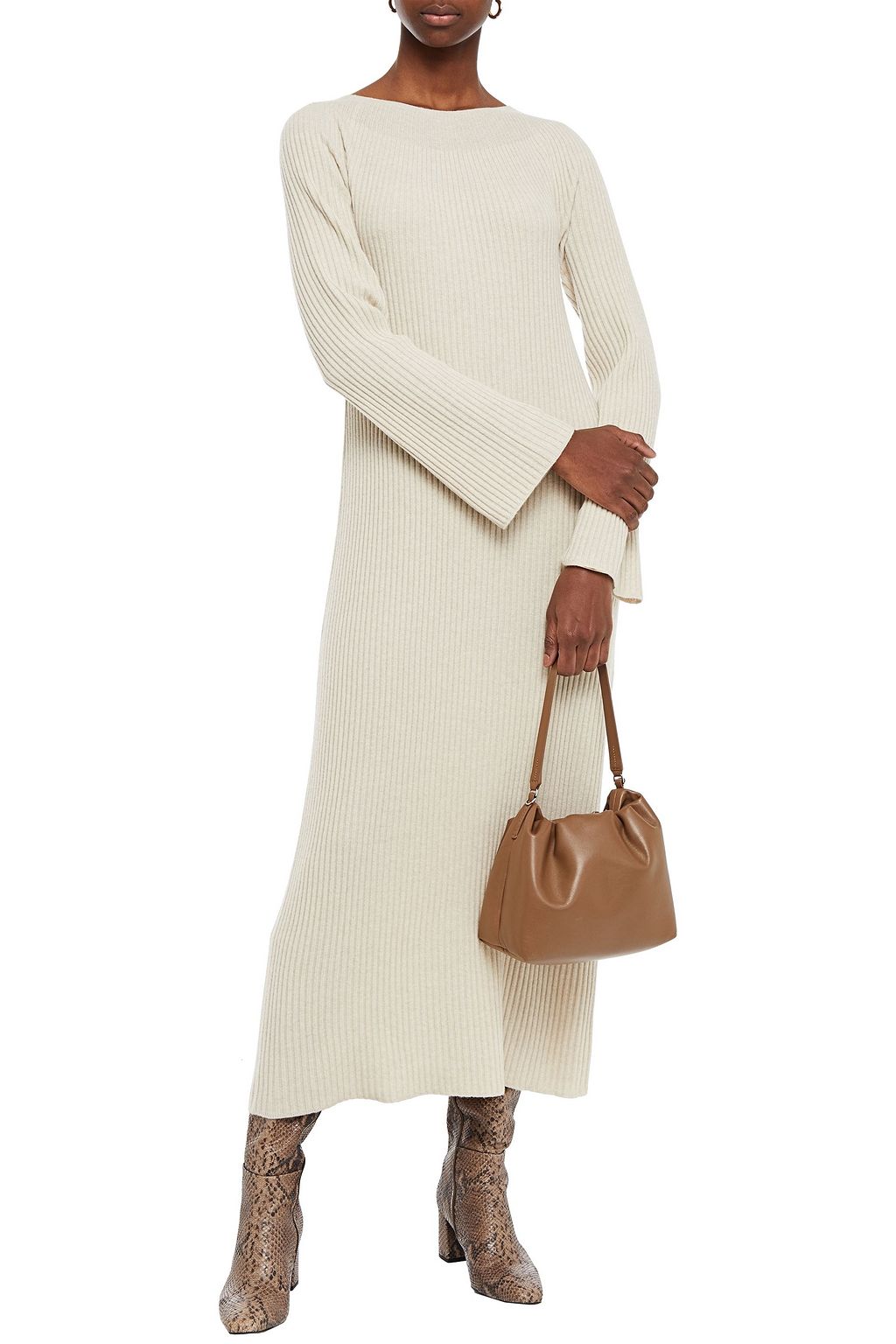 THEORY Ribbed wool and cashmere-blend midi dress