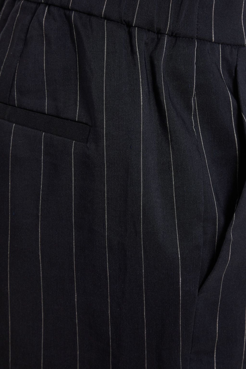 THEORY Cropped pinstriped linen-blend tapered pants