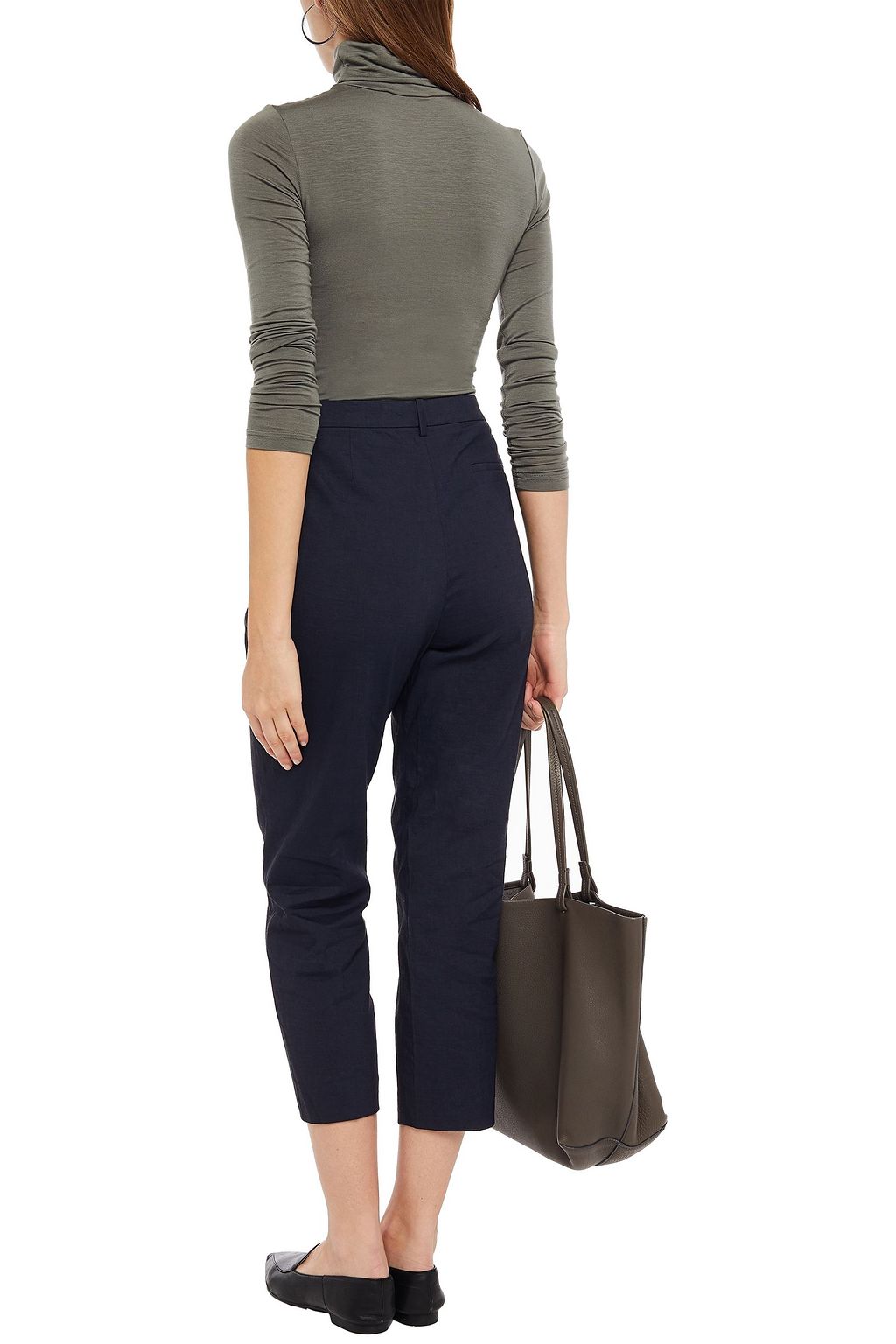 THEORY Cropped linen-blend tapered pants