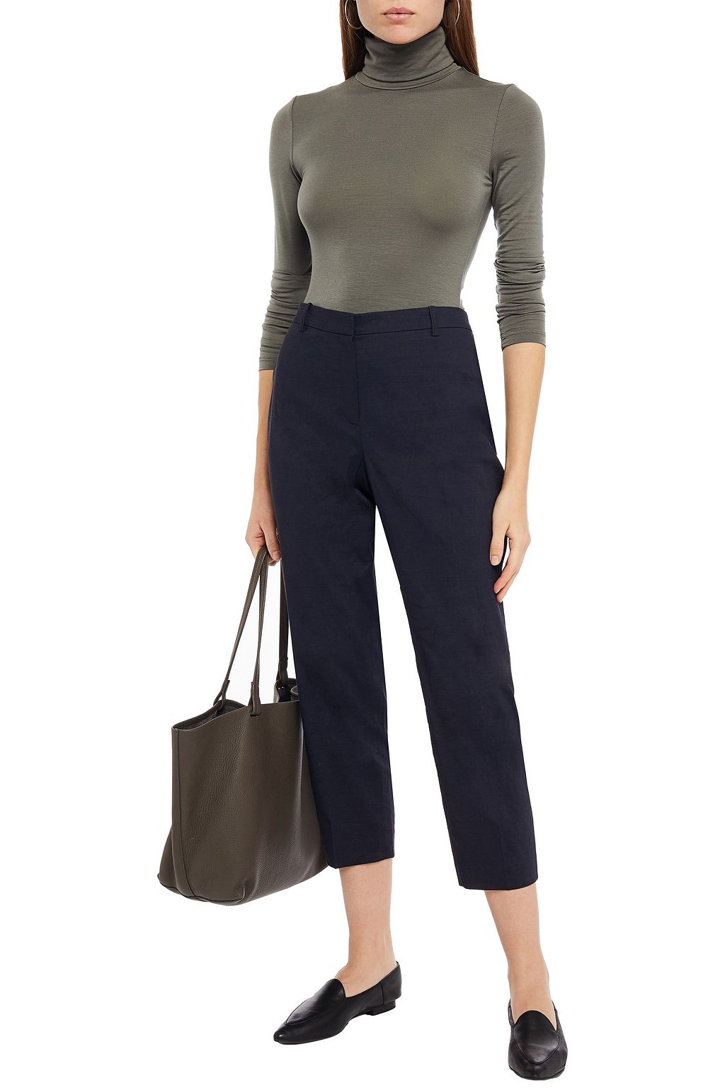 THEORY Cropped linen-blend tapered pants