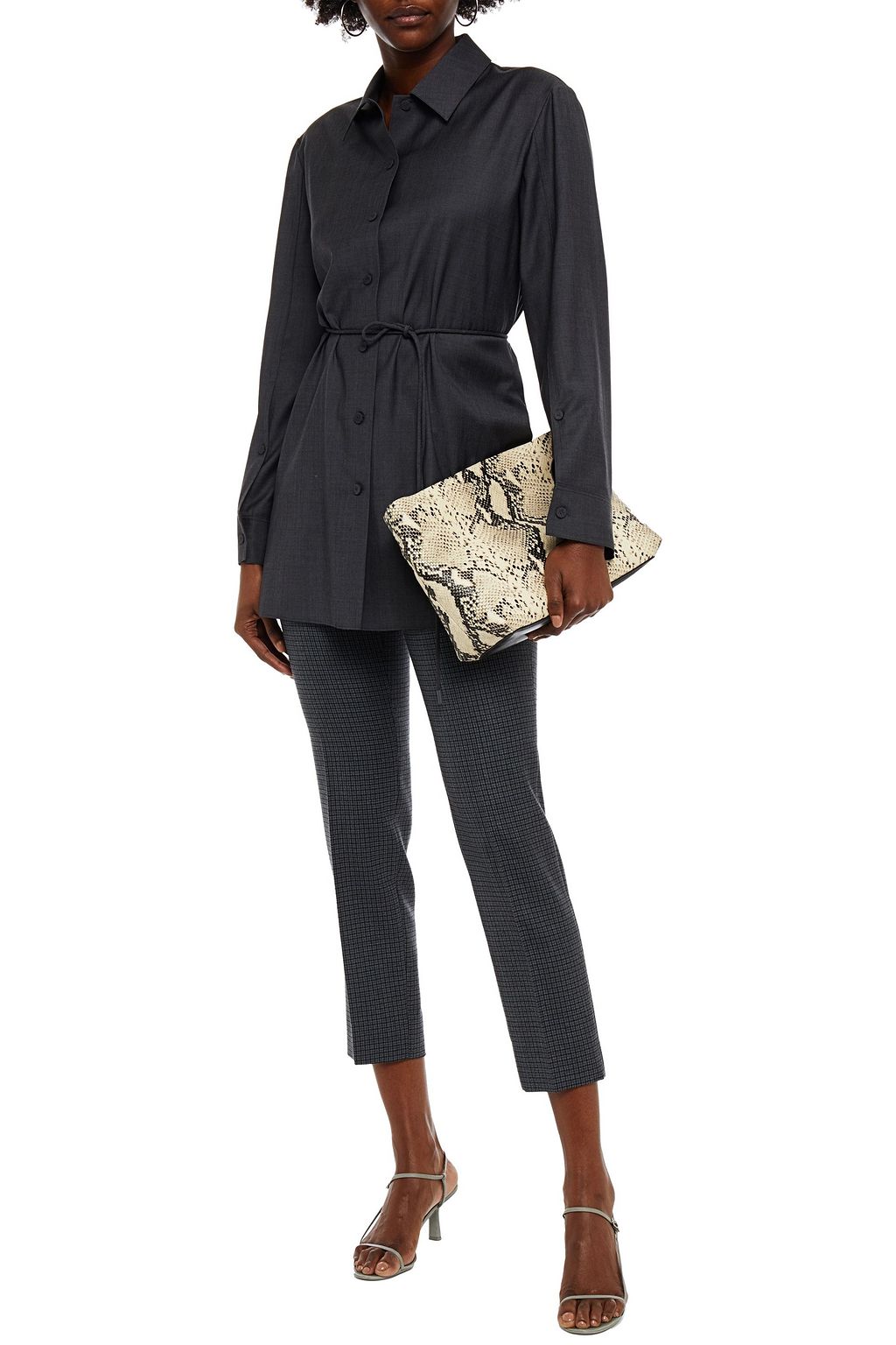 THEORY Belted wool-twill shirt