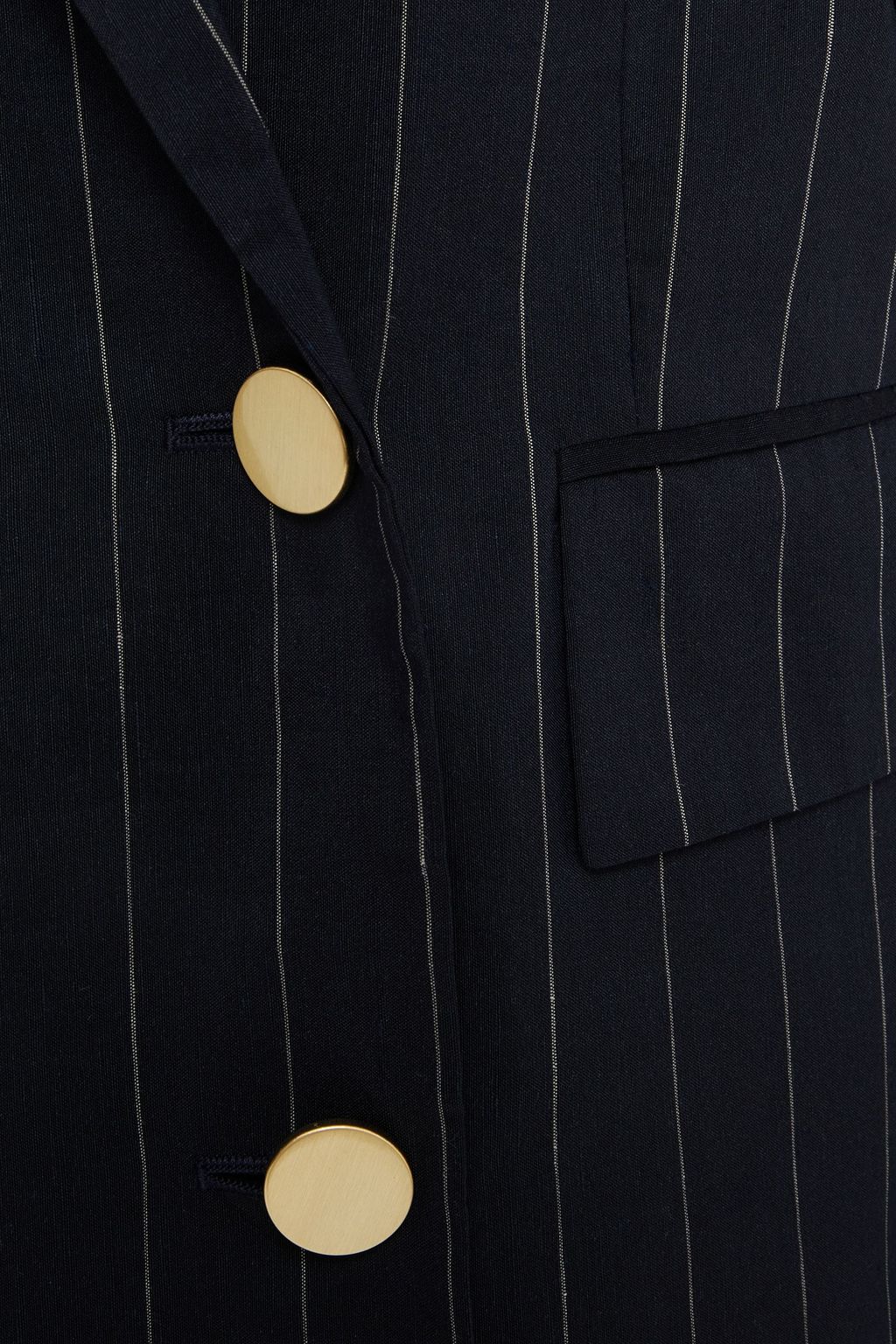 THEORY Piazza double-breasted pinstriped linen-blend blazer