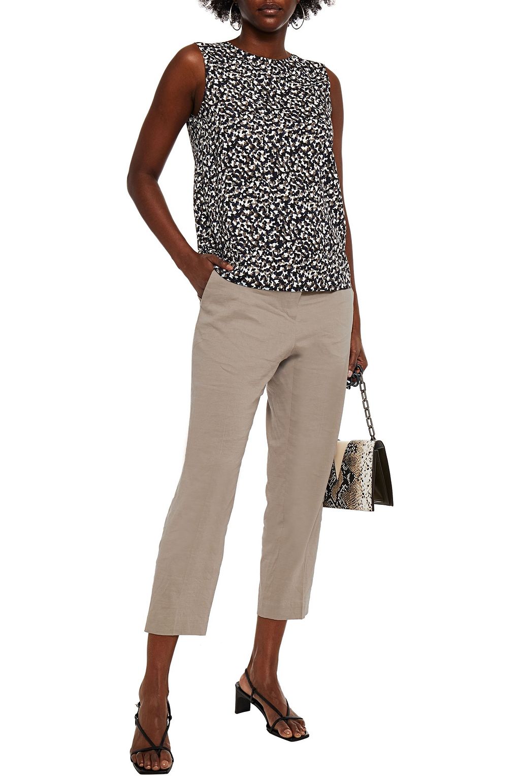 THEORY Cropped linen-blend tapered pants