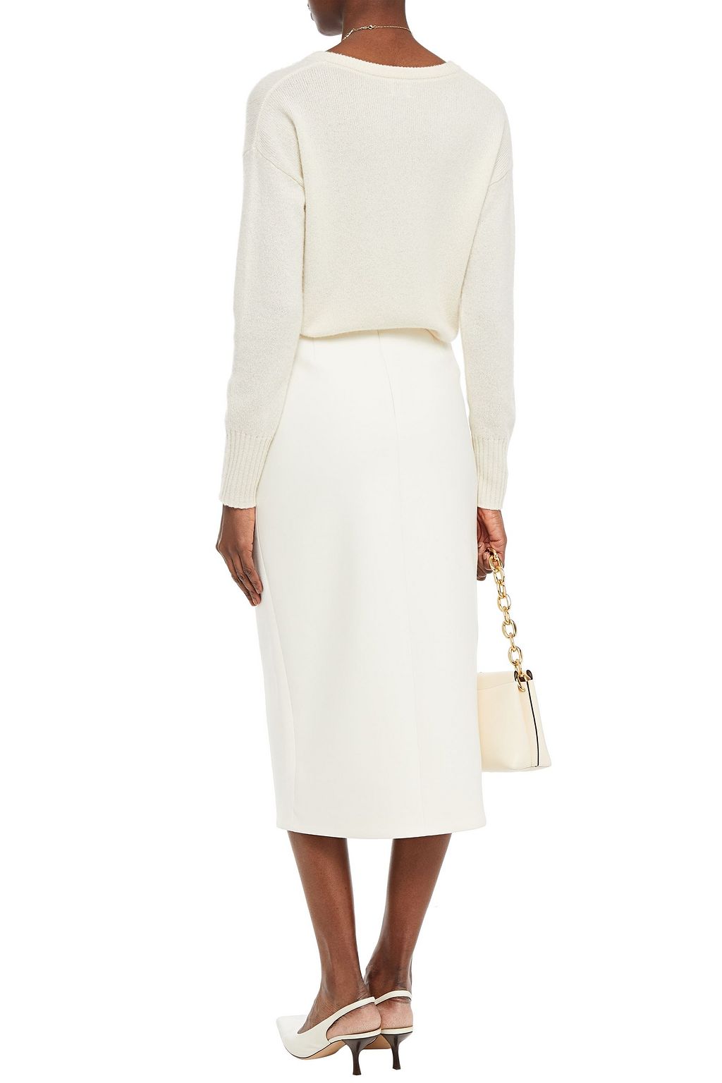THEORY Wrap-effect flannel midi skirt
