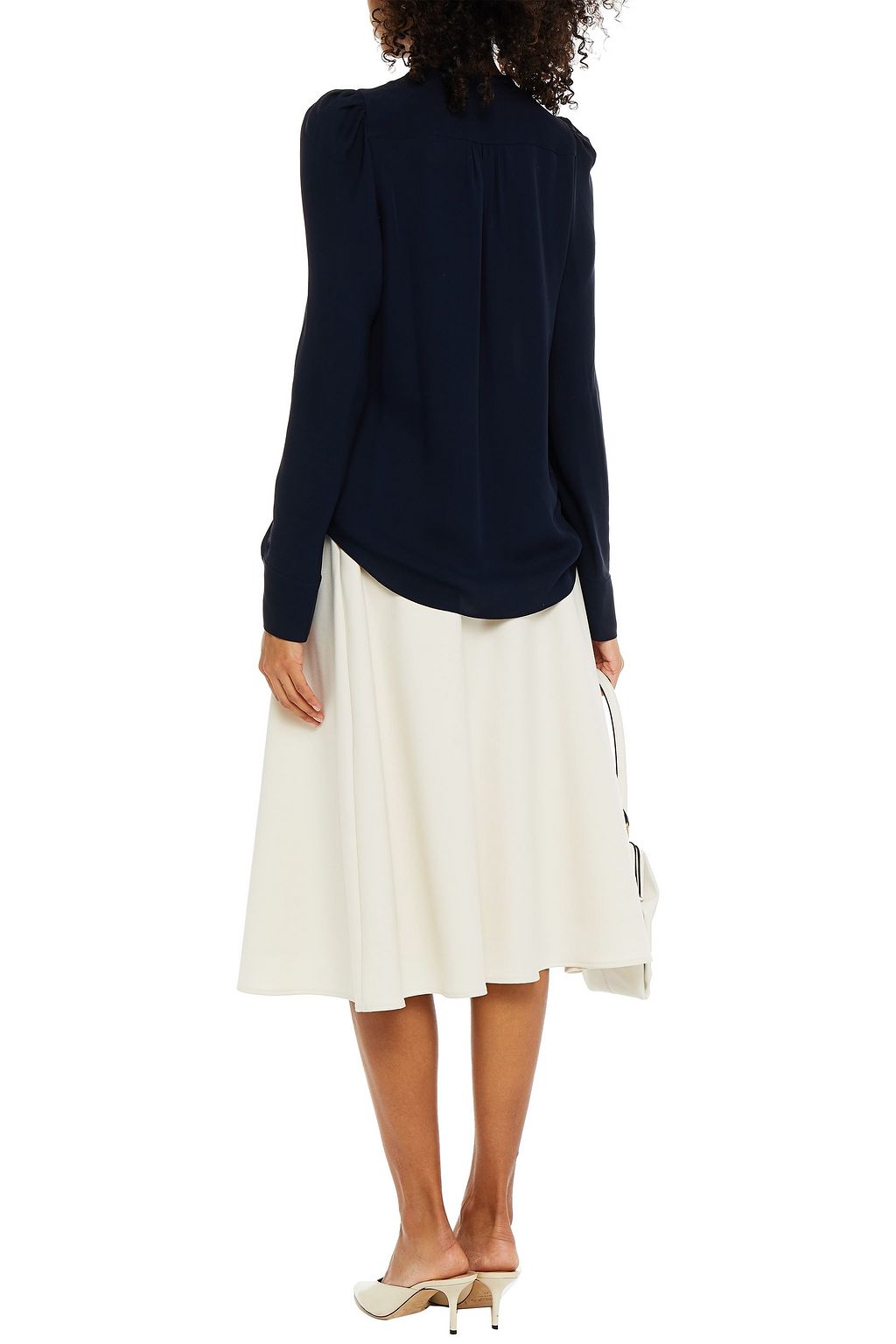 THEORY Gathered silk crepe de chine blouse