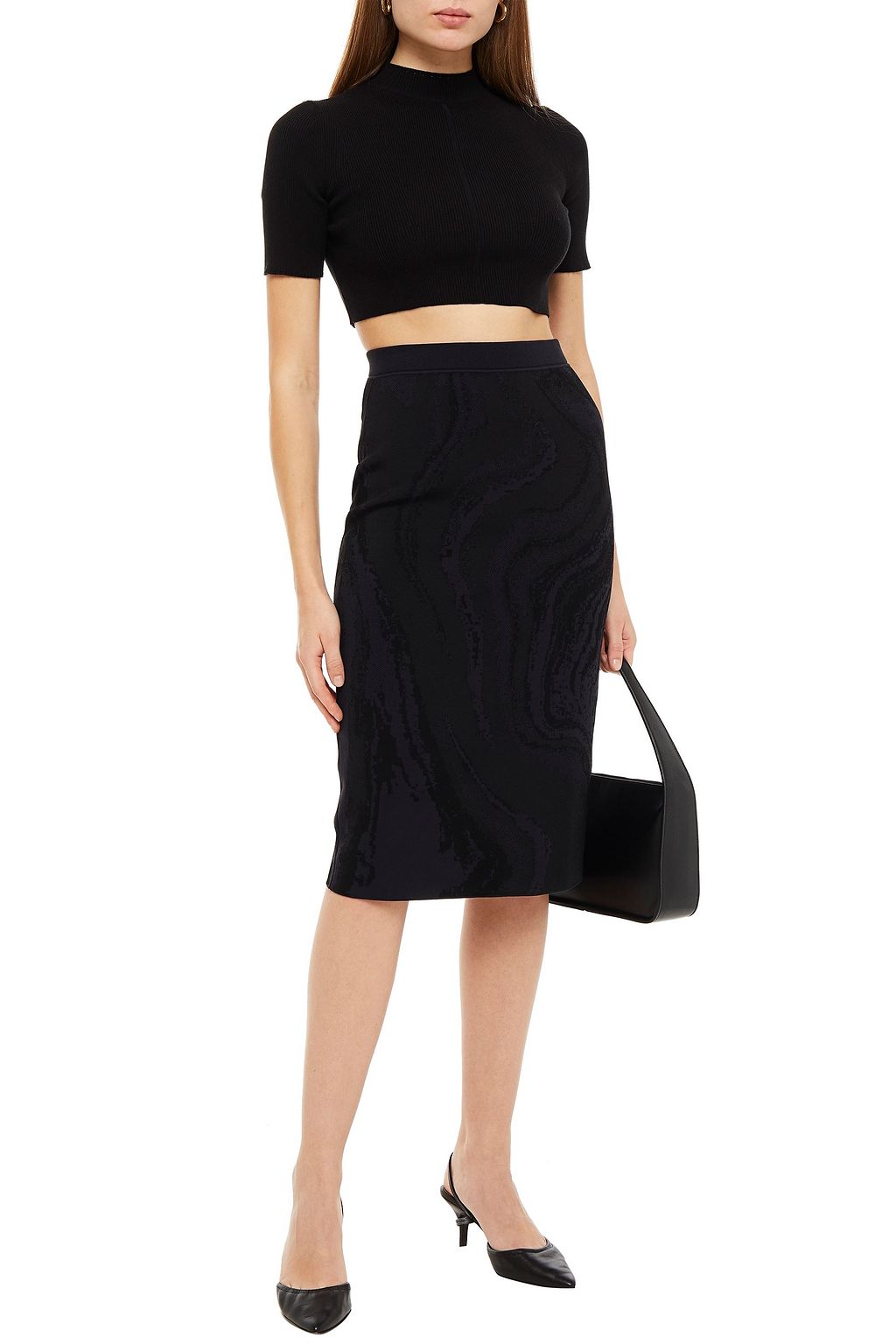 THEORY Jacquard-knit pencil skirt